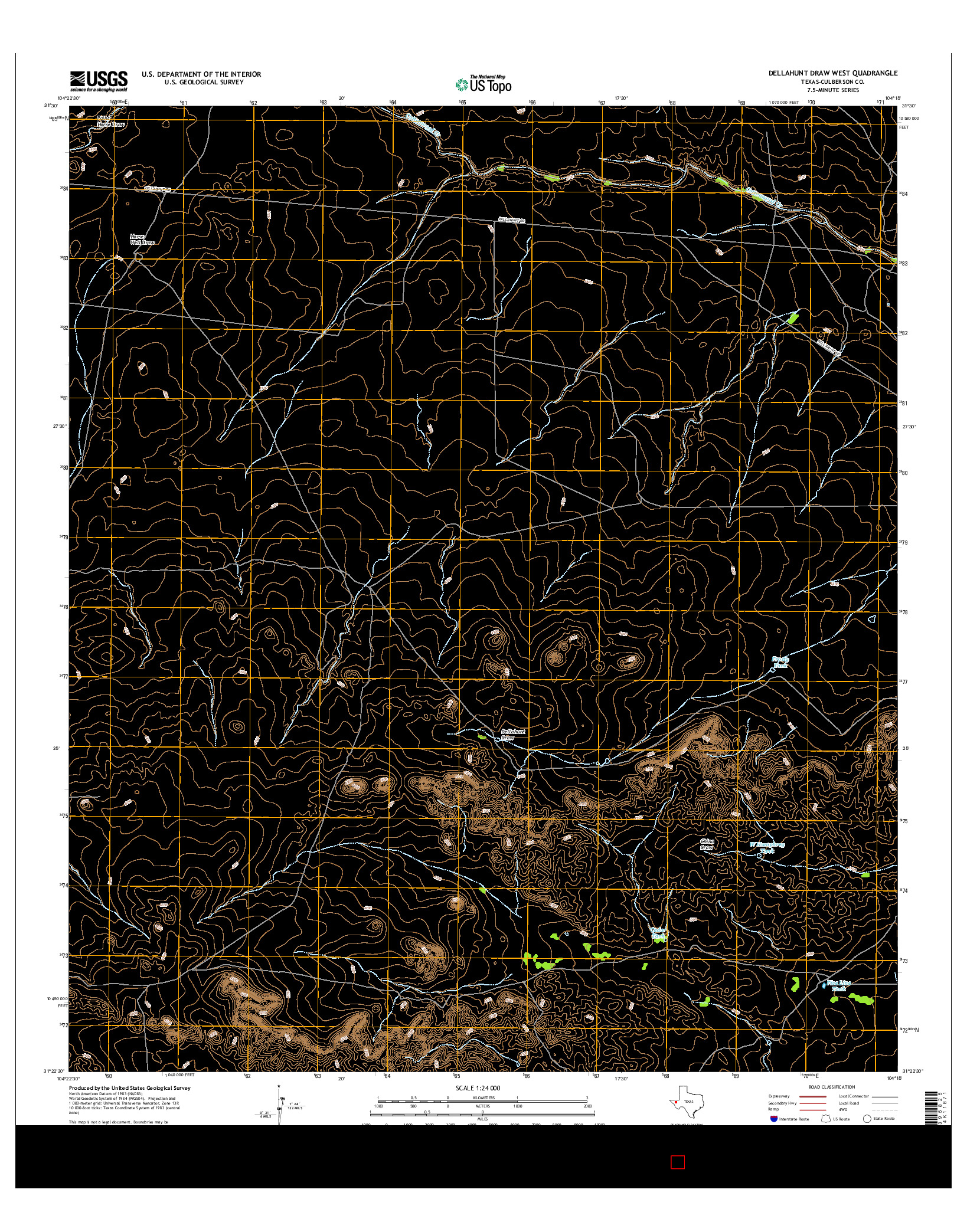 USGS US TOPO 7.5-MINUTE MAP FOR DELLAHUNT DRAW WEST, TX 2016