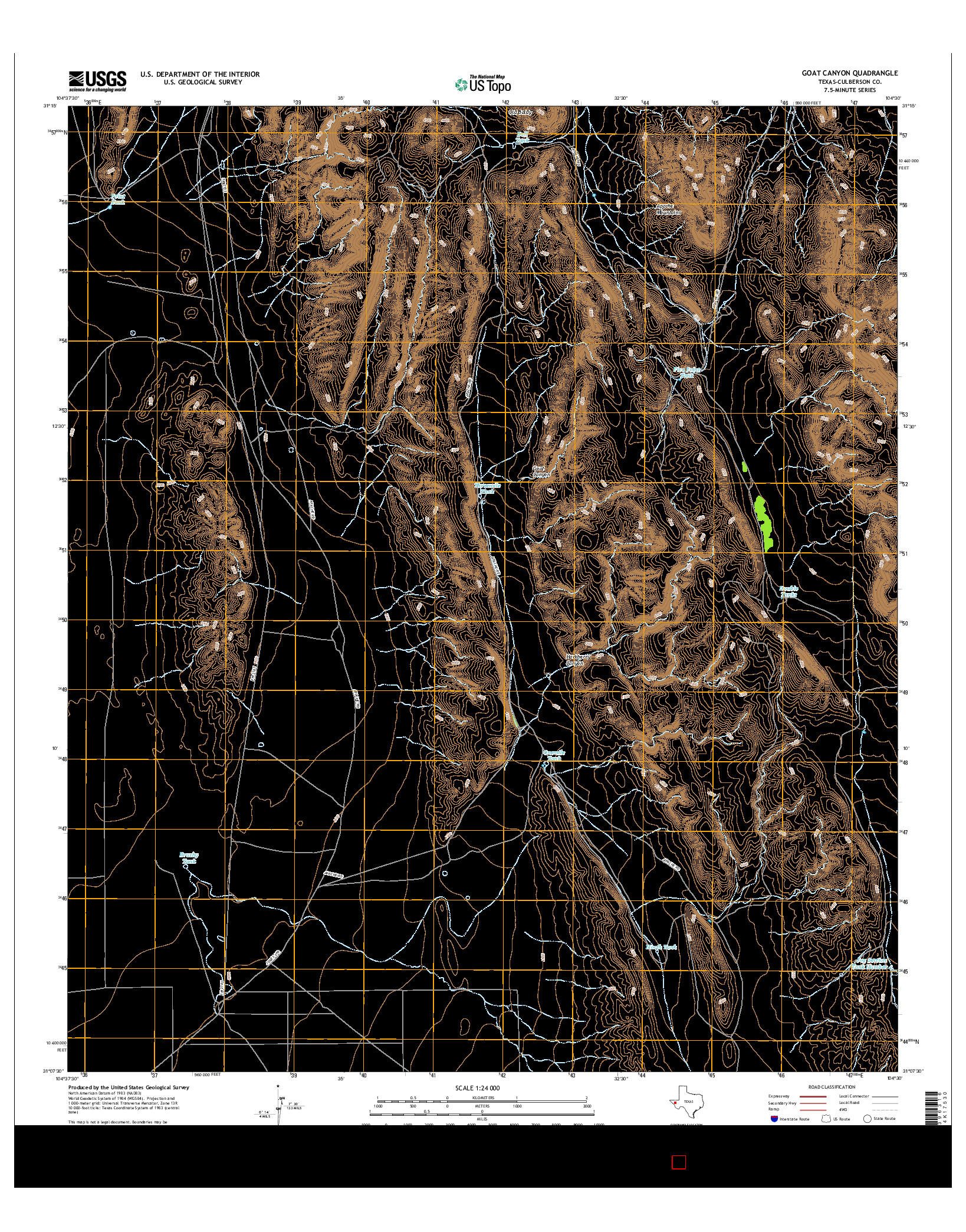 USGS US TOPO 7.5-MINUTE MAP FOR GOAT CANYON, TX 2016