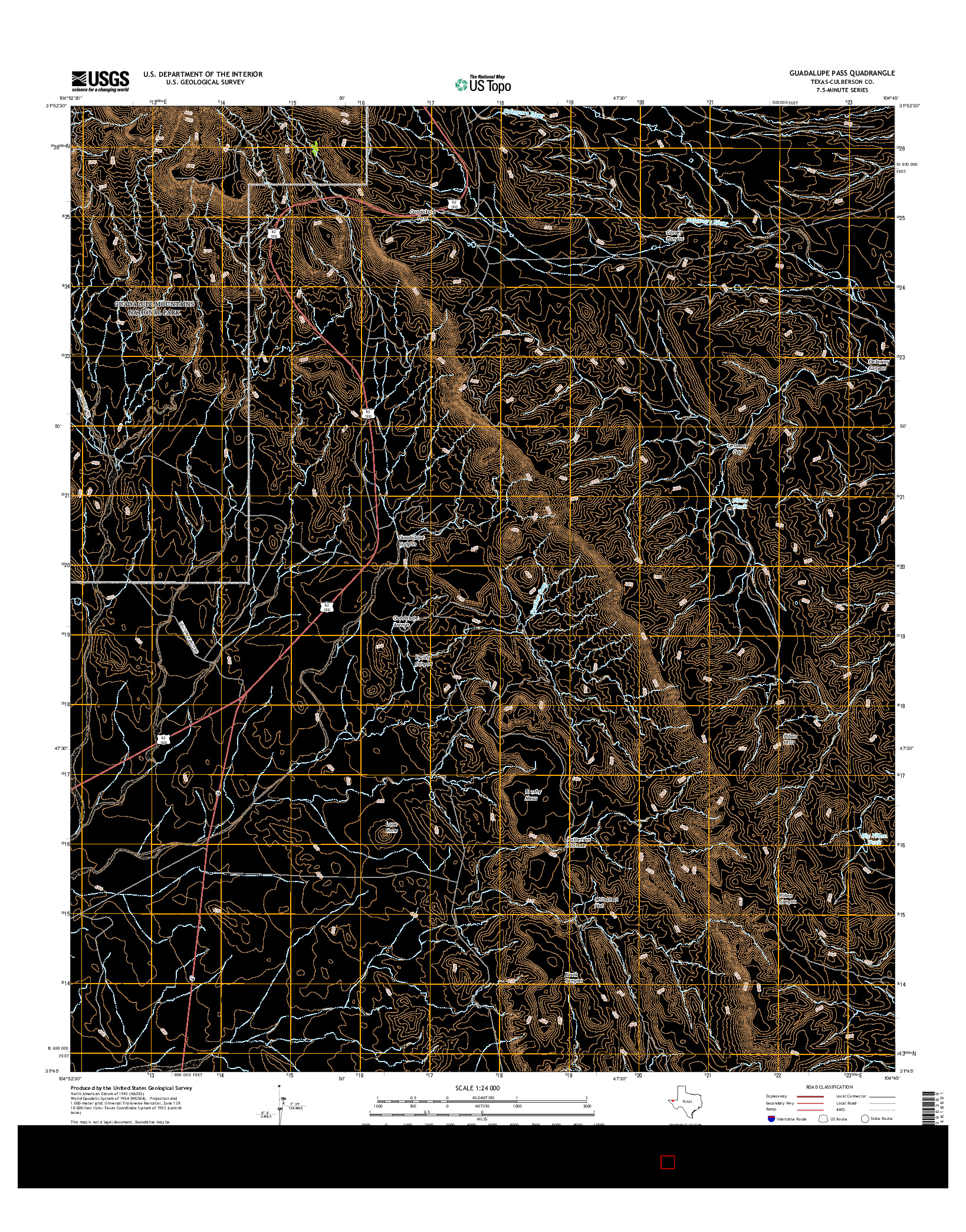 USGS US TOPO 7.5-MINUTE MAP FOR GUADALUPE PASS, TX 2016