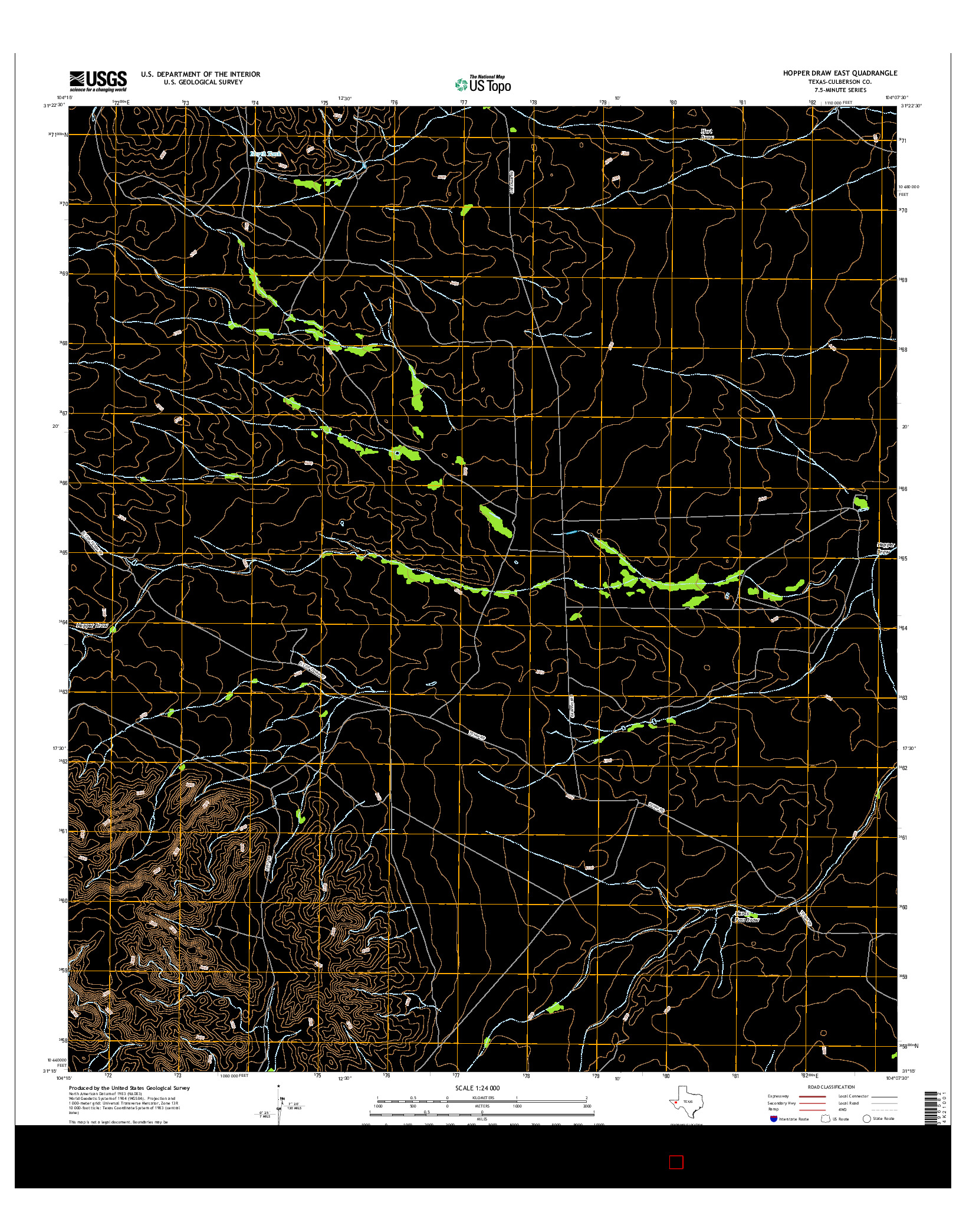 USGS US TOPO 7.5-MINUTE MAP FOR HOPPER DRAW EAST, TX 2016