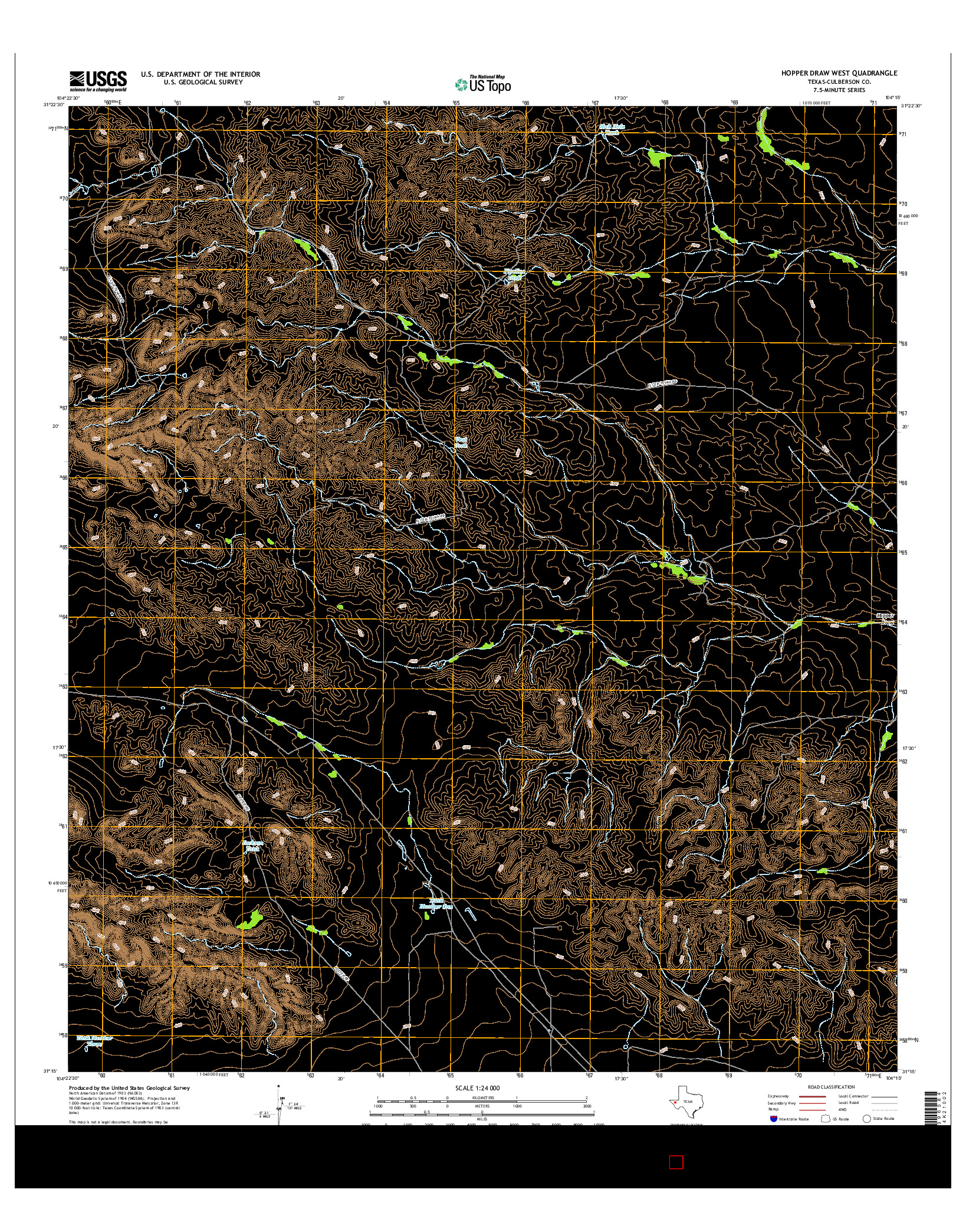 USGS US TOPO 7.5-MINUTE MAP FOR HOPPER DRAW WEST, TX 2016