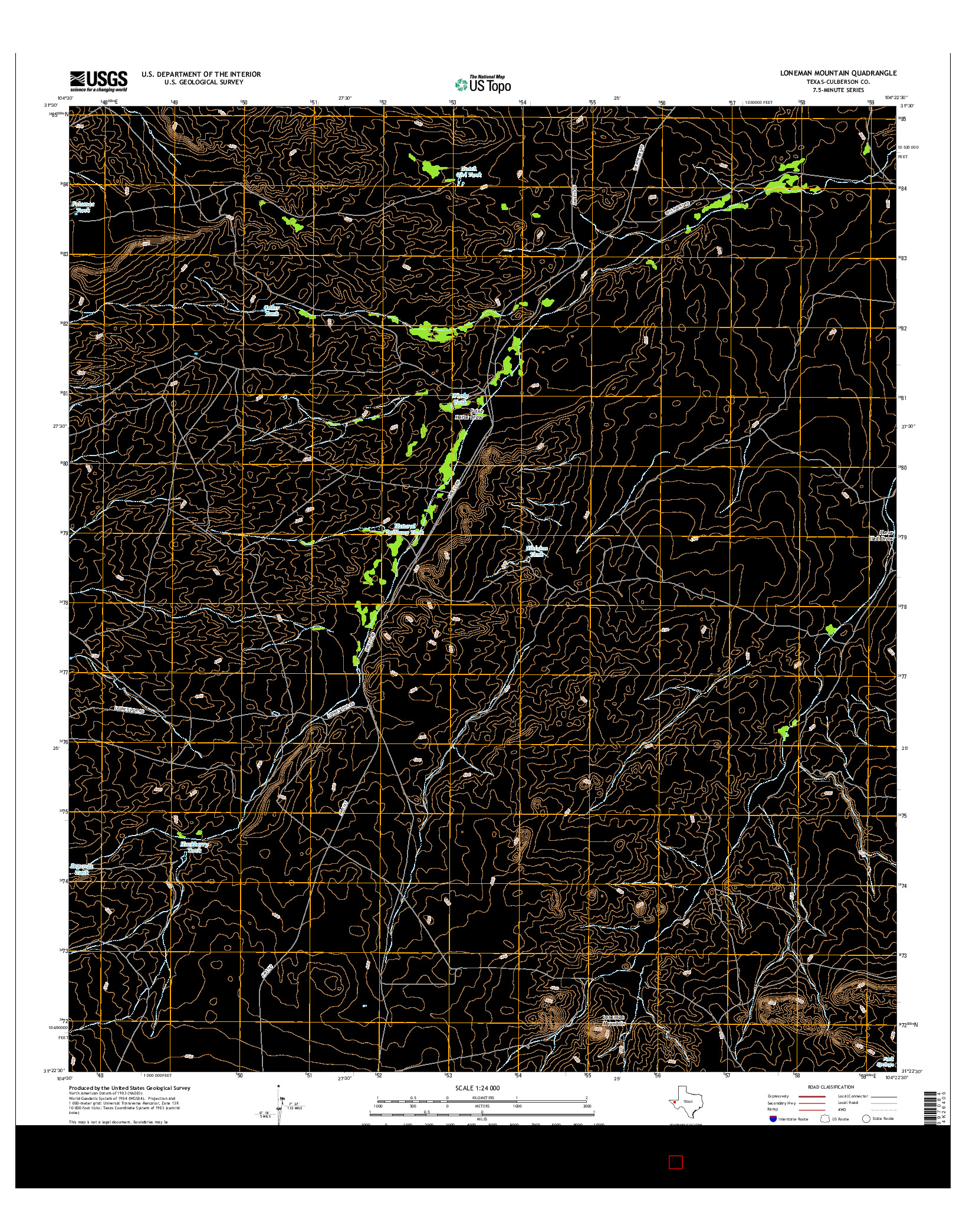 USGS US TOPO 7.5-MINUTE MAP FOR LONEMAN MOUNTAIN, TX 2016