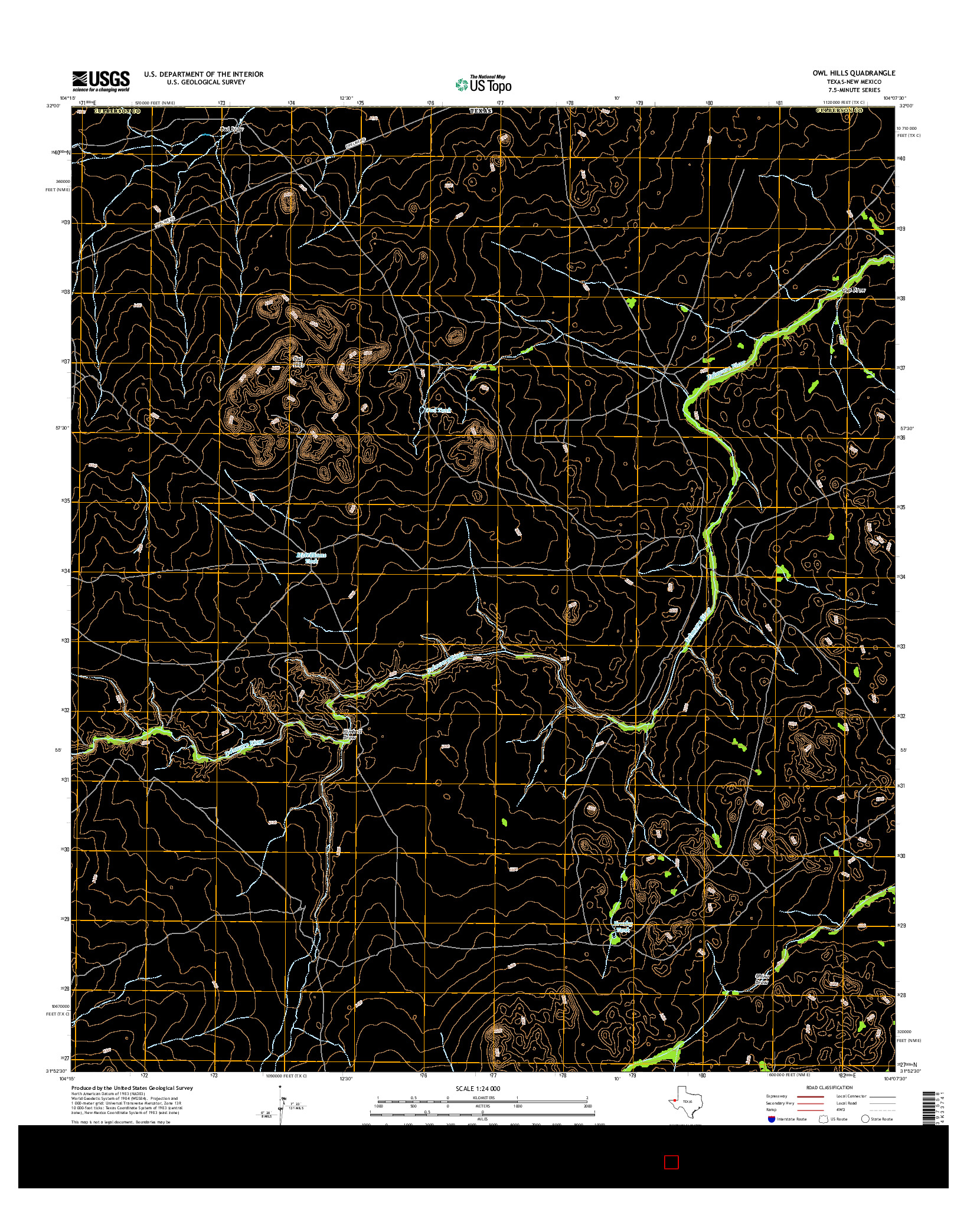 USGS US TOPO 7.5-MINUTE MAP FOR OWL HILLS, TX-NM 2016