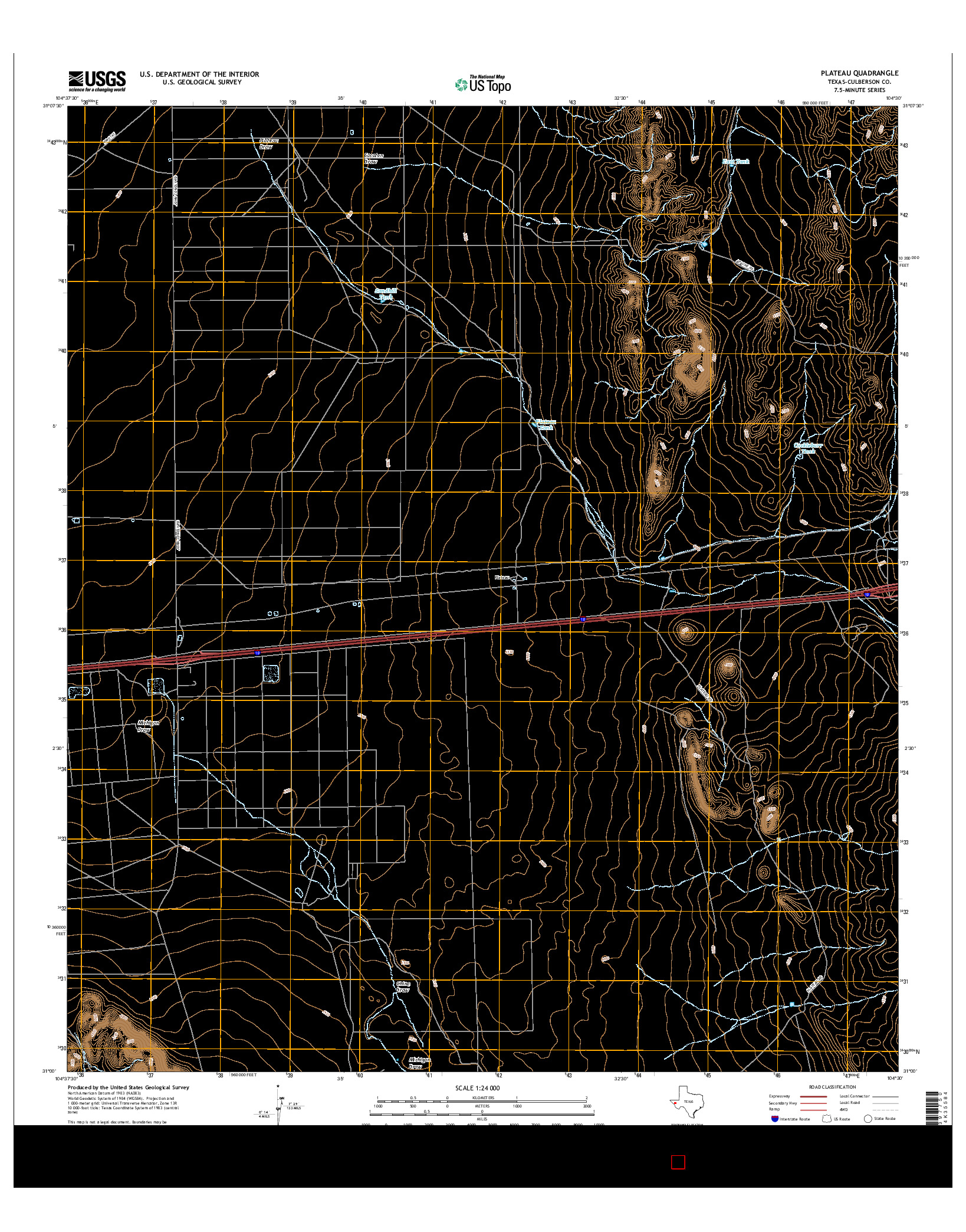 USGS US TOPO 7.5-MINUTE MAP FOR PLATEAU, TX 2016