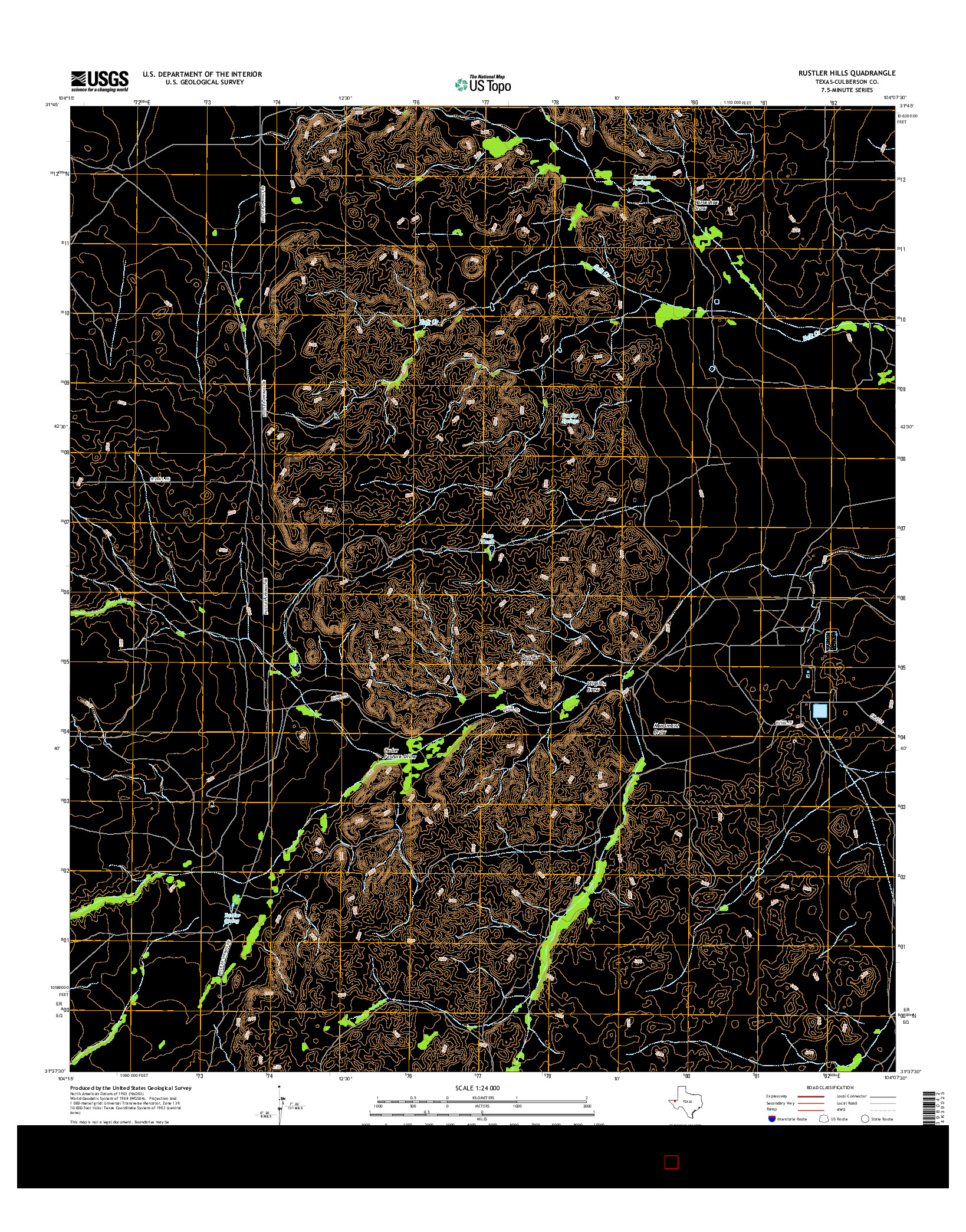 USGS US TOPO 7.5-MINUTE MAP FOR RUSTLER HILLS, TX 2016