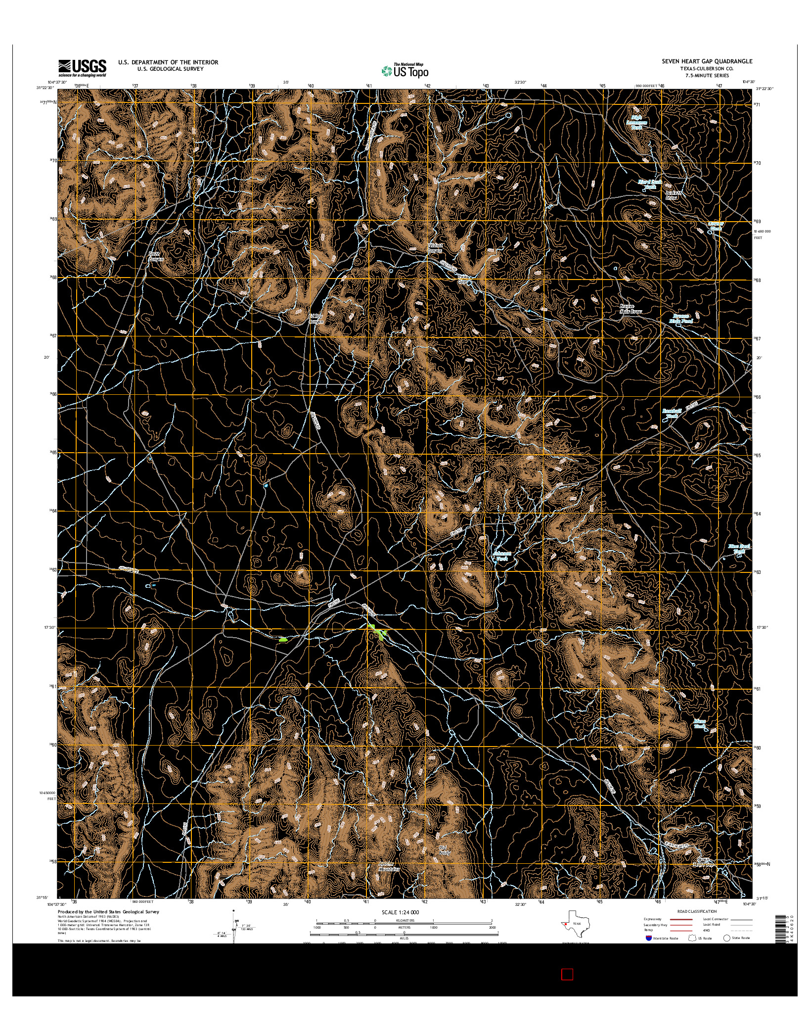 USGS US TOPO 7.5-MINUTE MAP FOR SEVEN HEART GAP, TX 2016