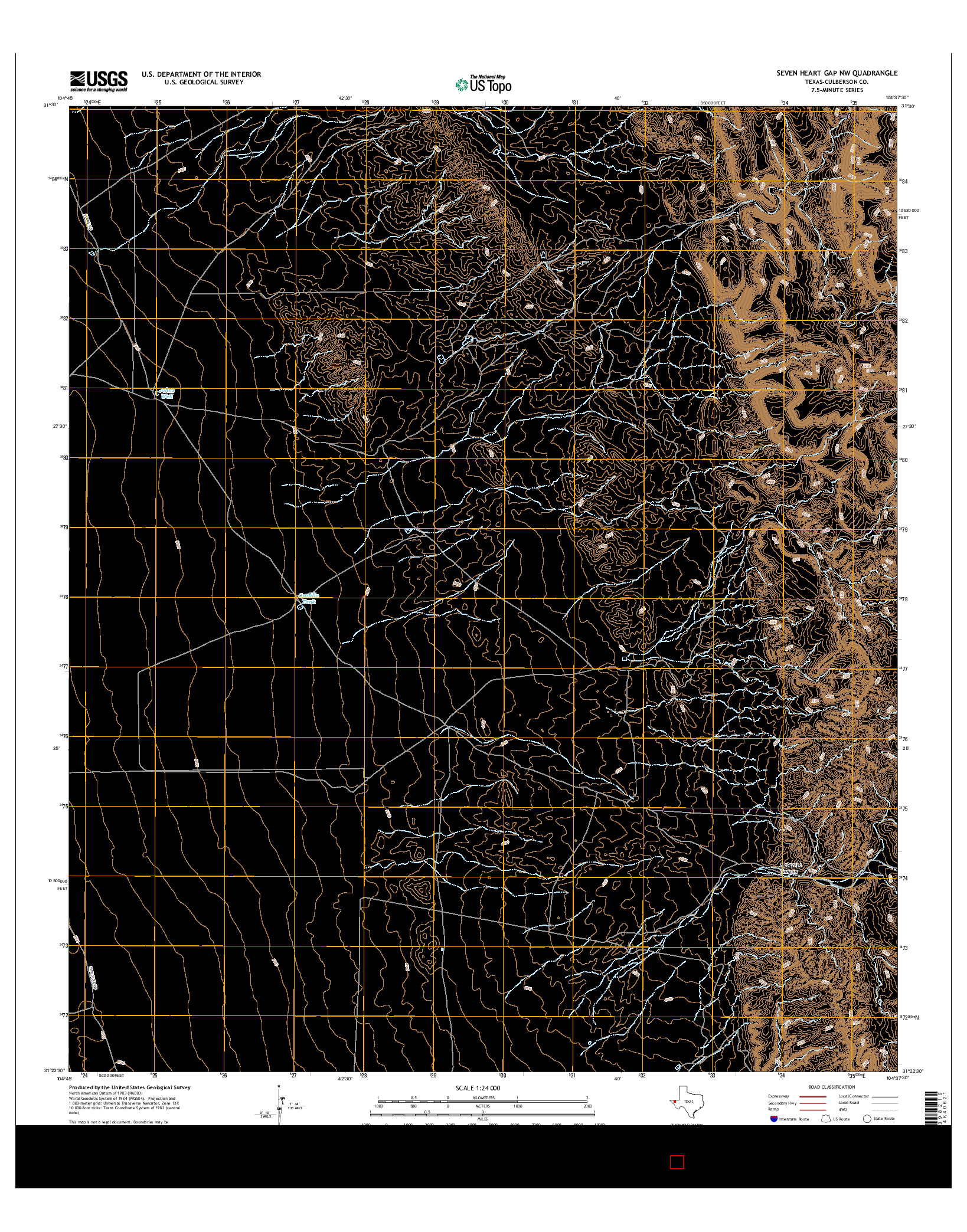 USGS US TOPO 7.5-MINUTE MAP FOR SEVEN HEART GAP NW, TX 2016