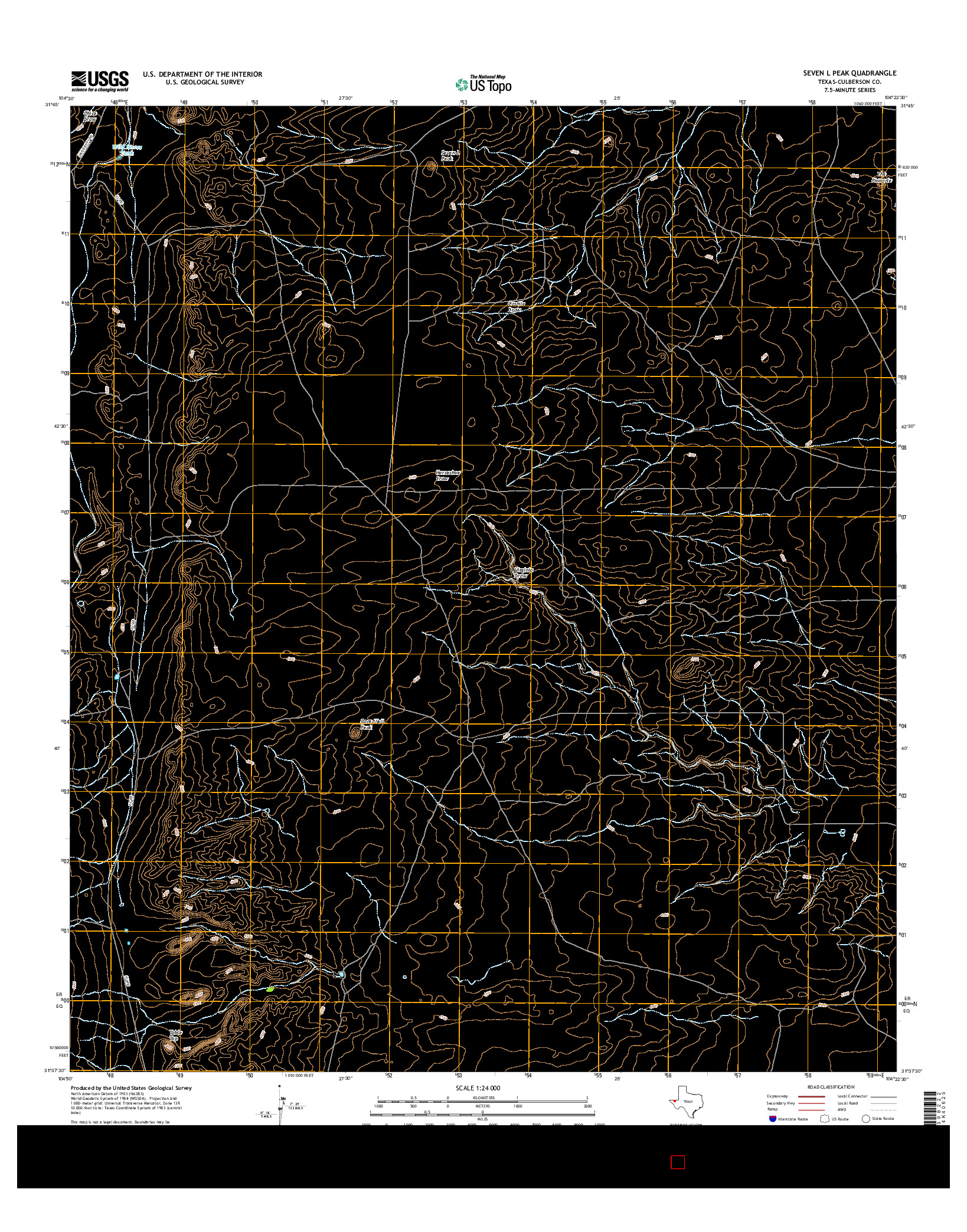USGS US TOPO 7.5-MINUTE MAP FOR SEVEN L PEAK, TX 2016