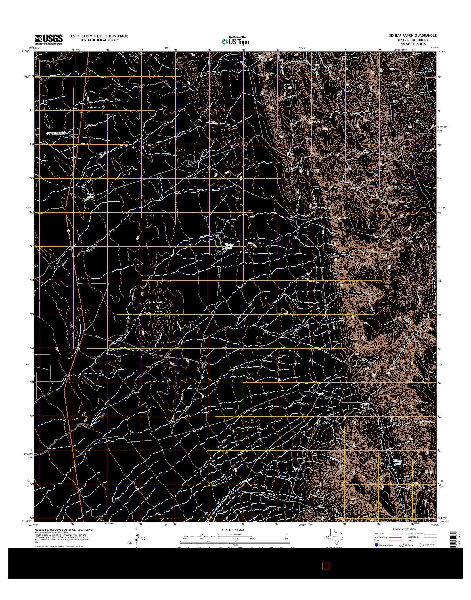 USGS US TOPO 7.5-MINUTE MAP FOR SIX BAR RANCH, TX 2016