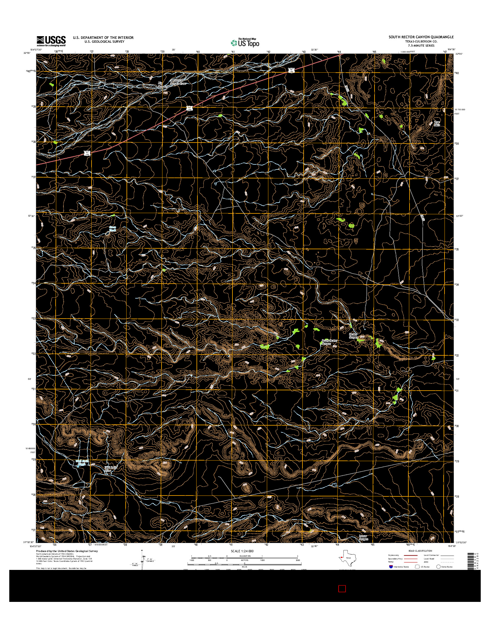 USGS US TOPO 7.5-MINUTE MAP FOR SOUTH RECTOR CANYON, TX 2016