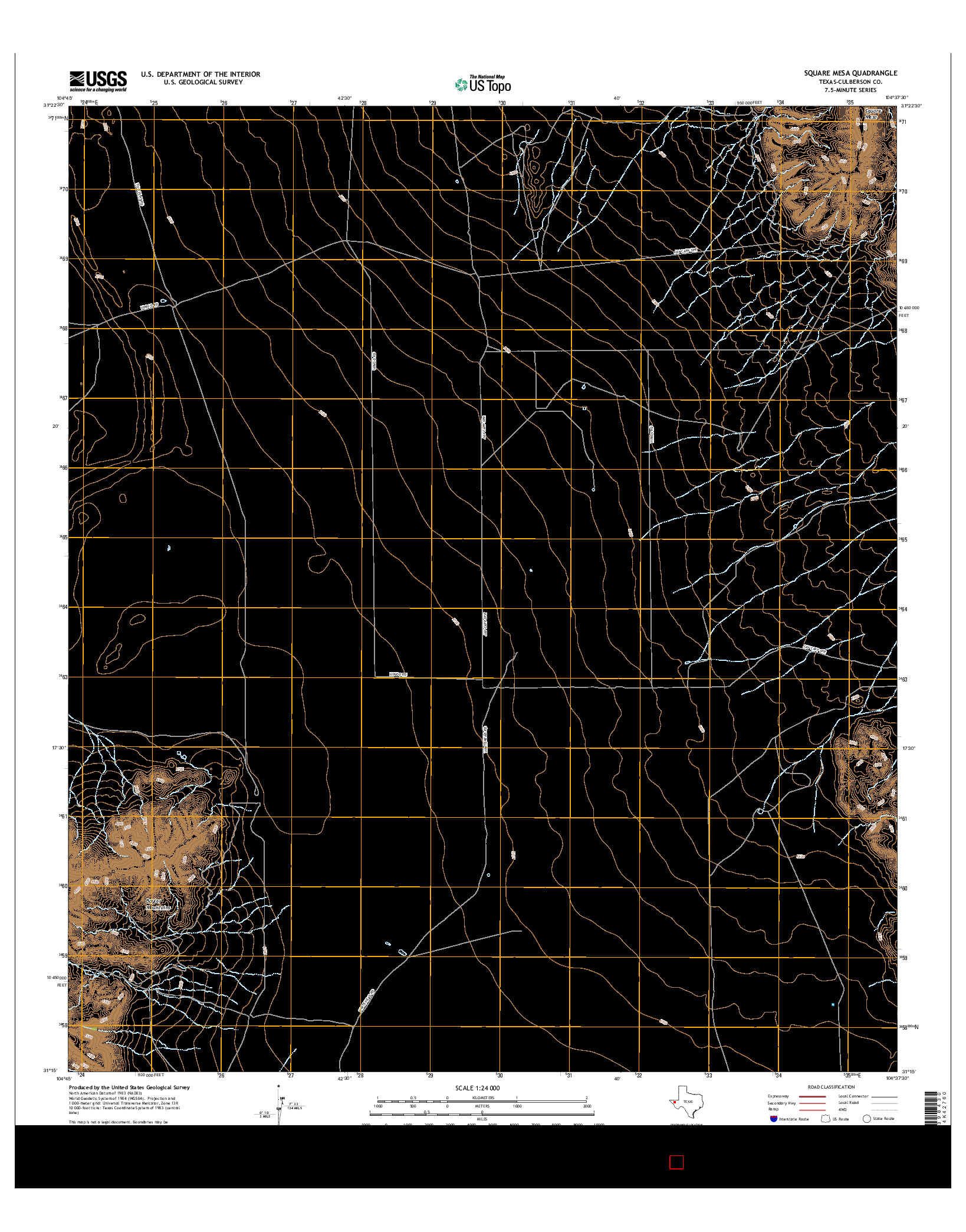 USGS US TOPO 7.5-MINUTE MAP FOR SQUARE MESA, TX 2016