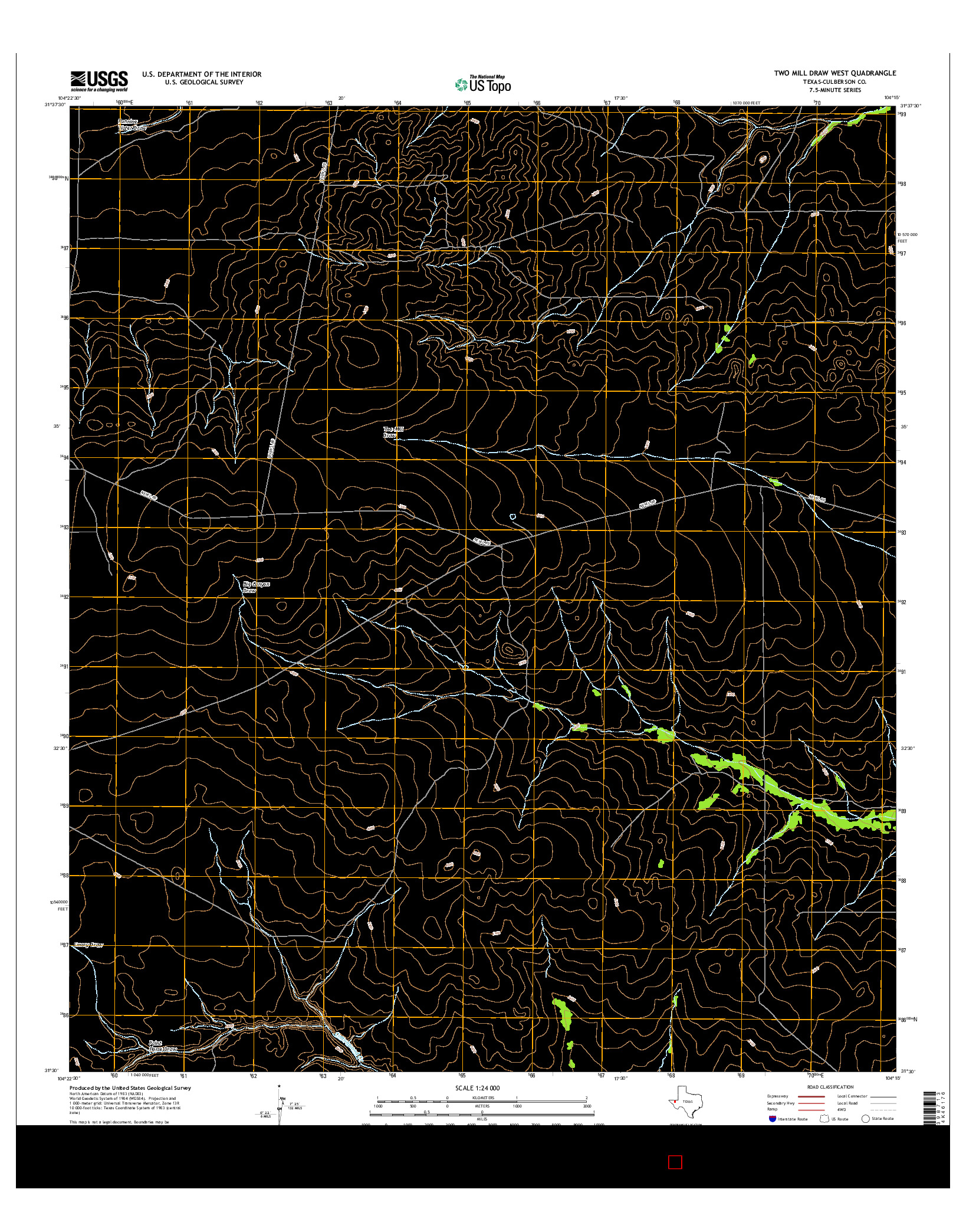 USGS US TOPO 7.5-MINUTE MAP FOR TWO MILL DRAW WEST, TX 2016