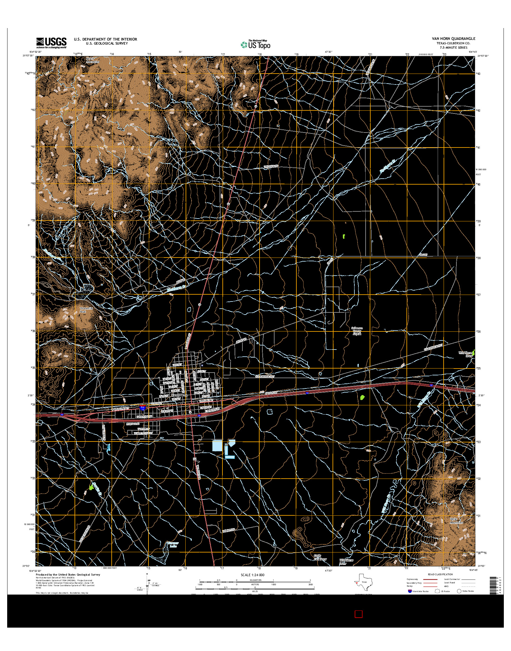 USGS US TOPO 7.5-MINUTE MAP FOR VAN HORN, TX 2016