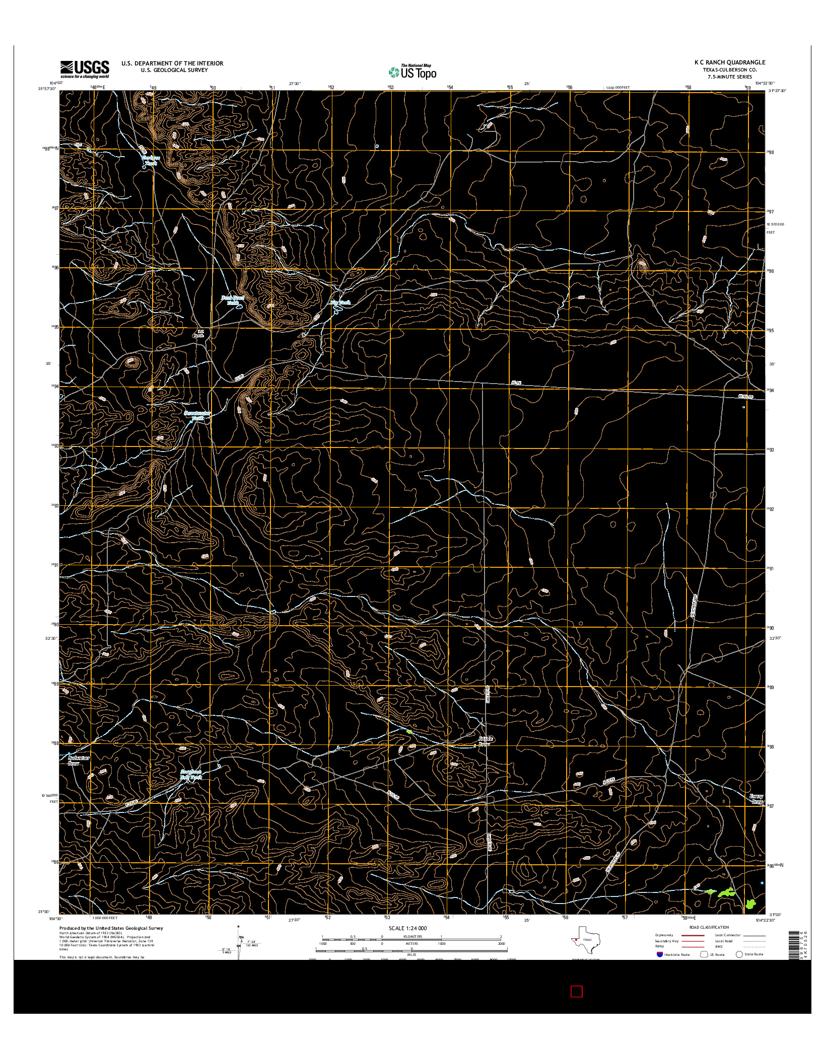 USGS US TOPO 7.5-MINUTE MAP FOR K C RANCH, TX 2016