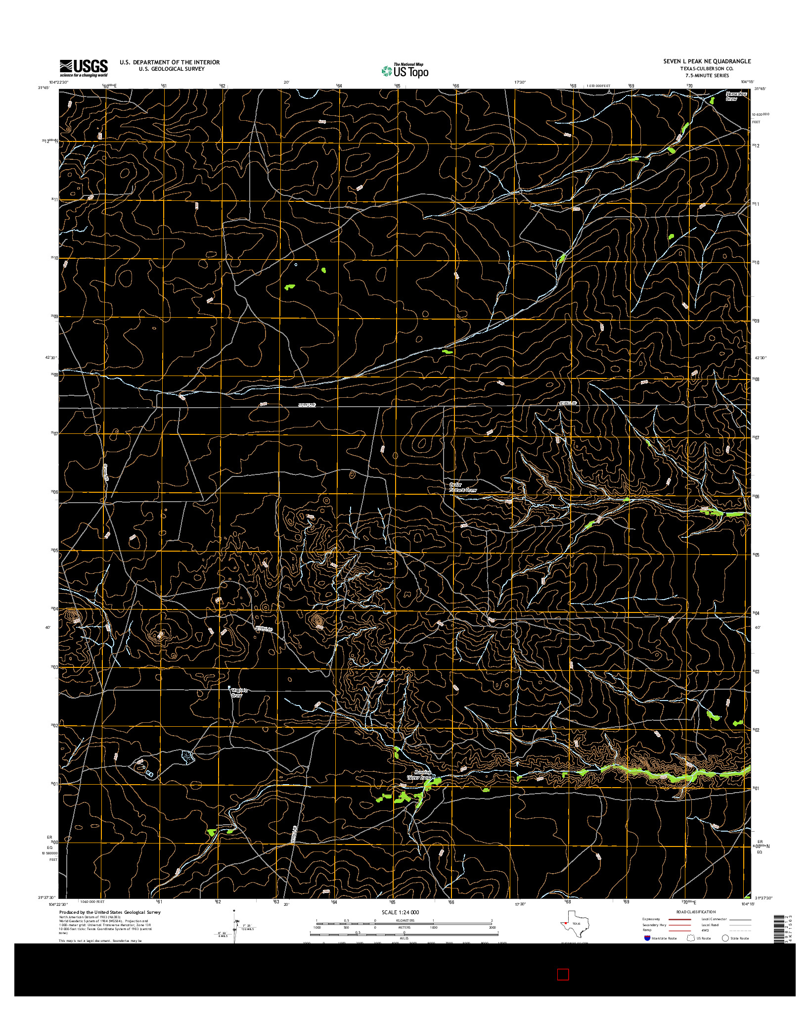 USGS US TOPO 7.5-MINUTE MAP FOR SEVEN L PEAK NE, TX 2016