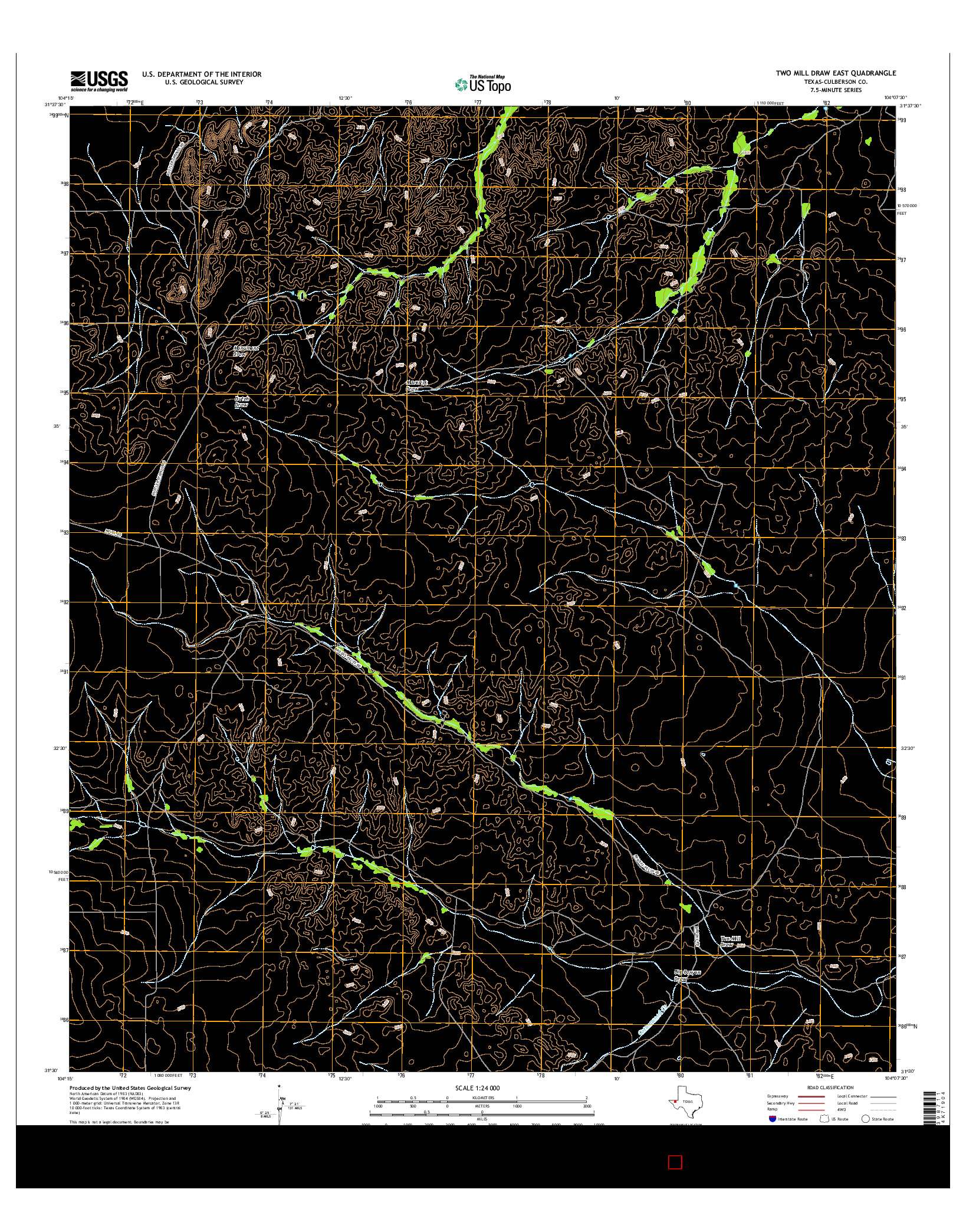 USGS US TOPO 7.5-MINUTE MAP FOR TWO MILL DRAW EAST, TX 2016