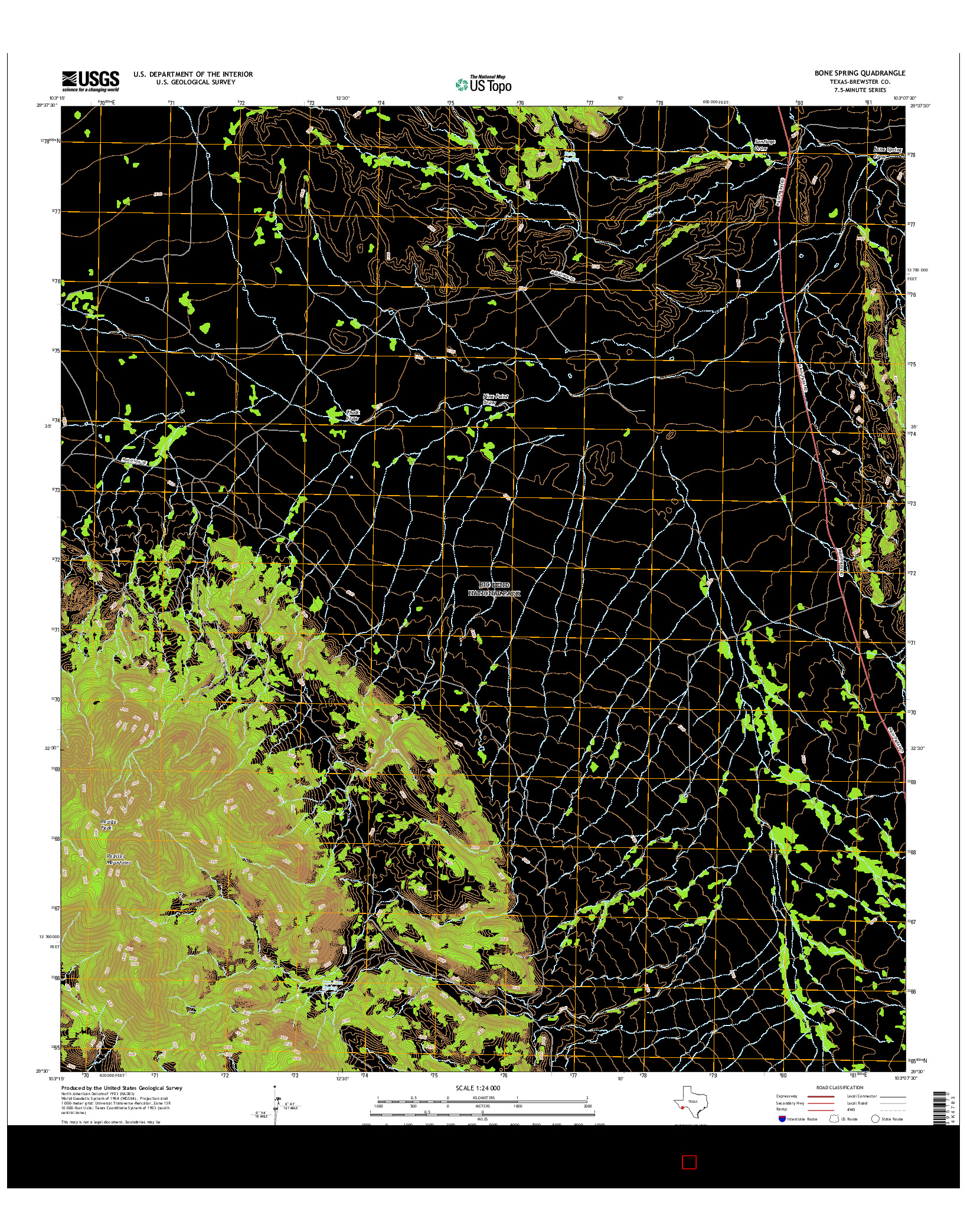 USGS US TOPO 7.5-MINUTE MAP FOR BONE SPRING, TX 2016