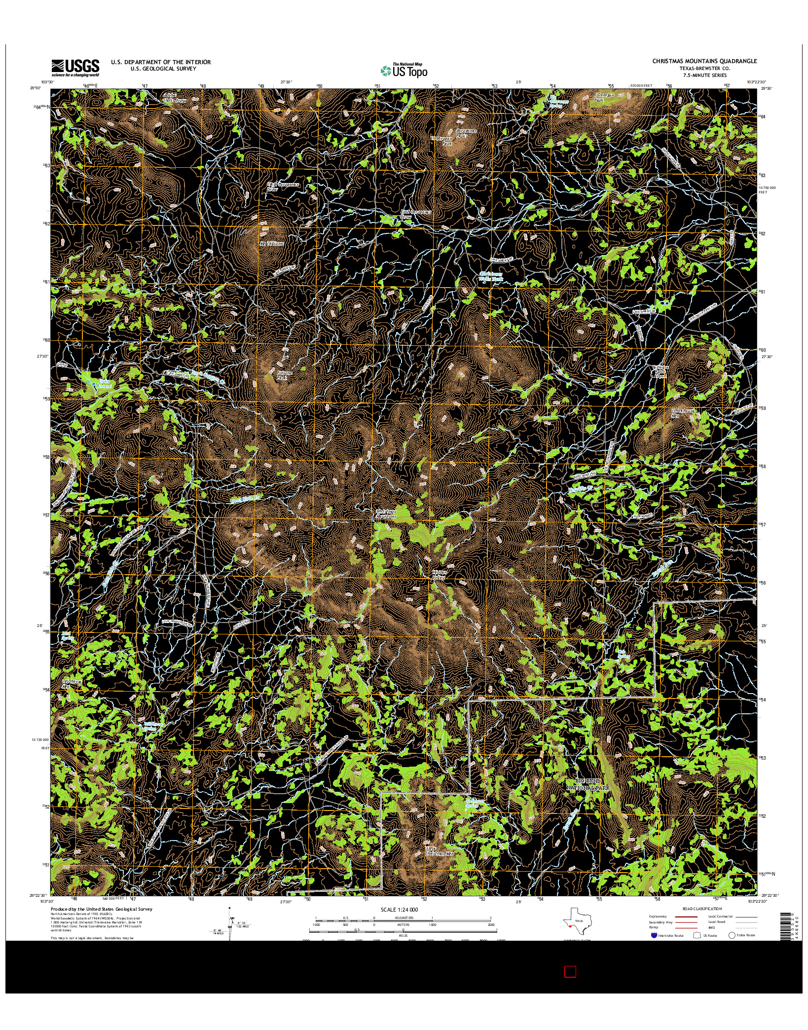 USGS US TOPO 7.5-MINUTE MAP FOR CHRISTMAS MOUNTAINS, TX 2016