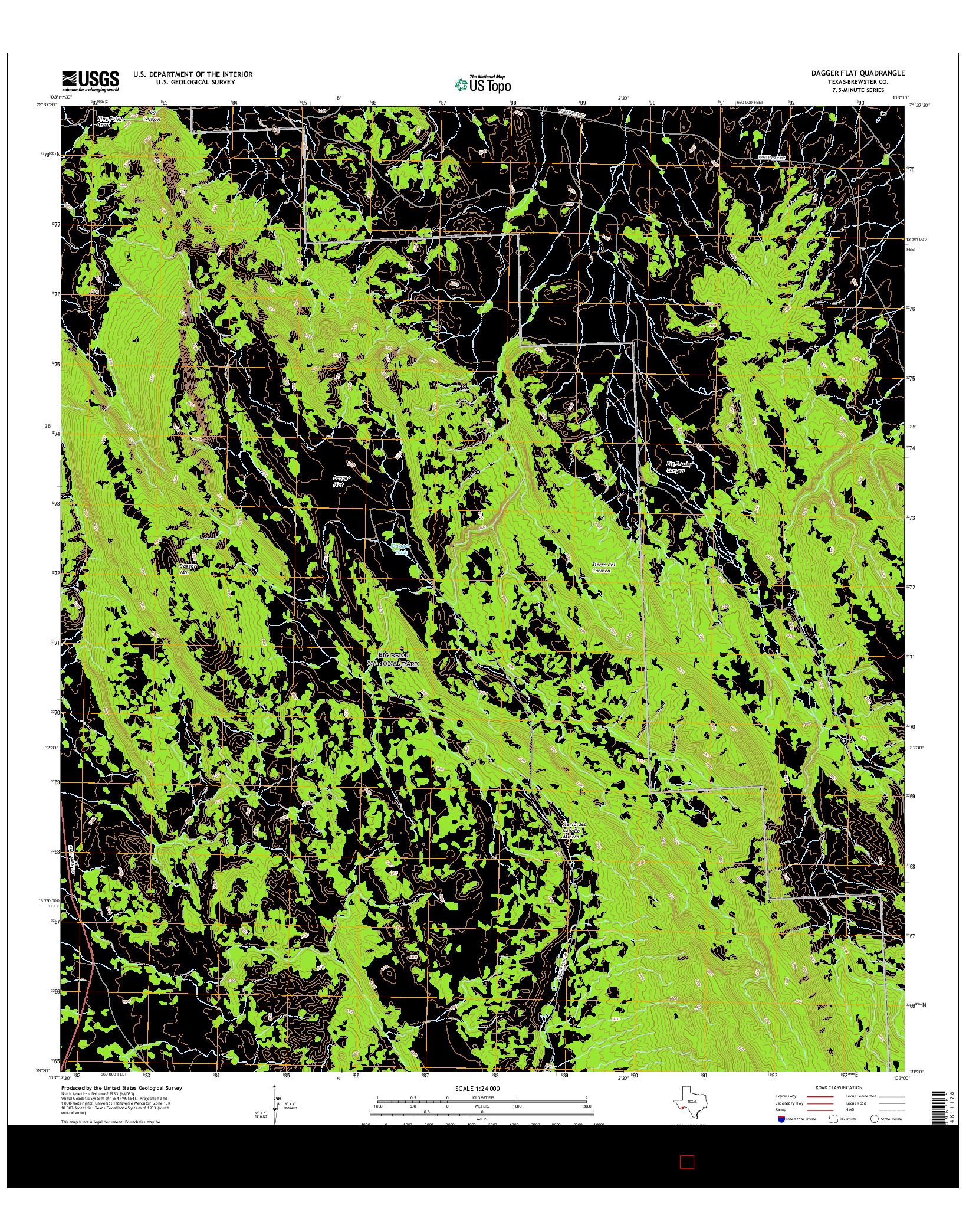 USGS US TOPO 7.5-MINUTE MAP FOR DAGGER FLAT, TX 2016