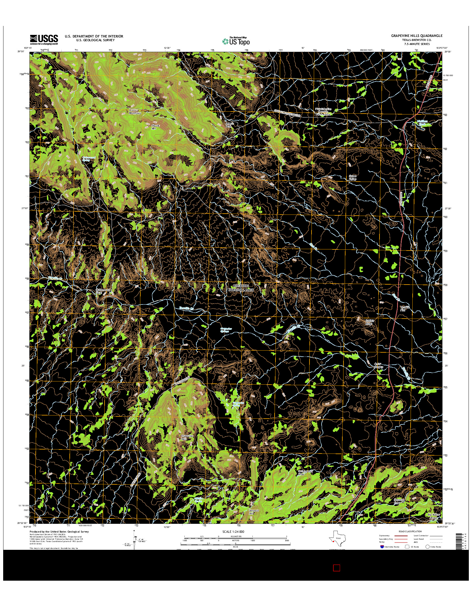 USGS US TOPO 7.5-MINUTE MAP FOR GRAPEVINE HILLS, TX 2016