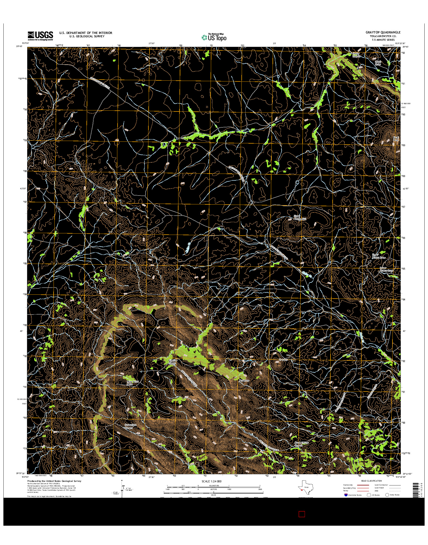 USGS US TOPO 7.5-MINUTE MAP FOR GRAYTOP, TX 2016