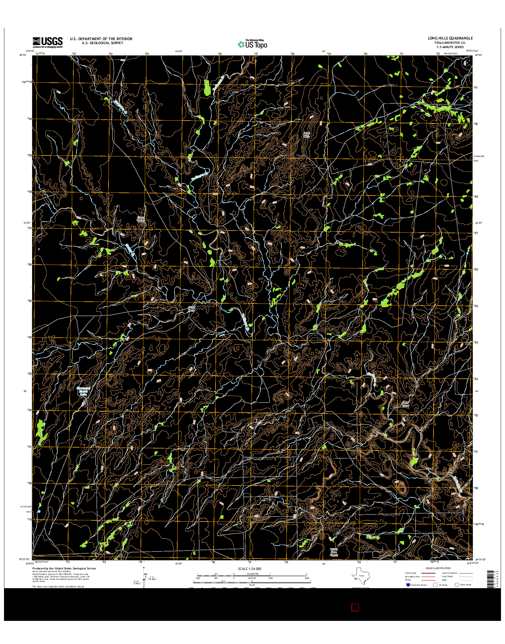 USGS US TOPO 7.5-MINUTE MAP FOR LONG HILLS, TX 2016