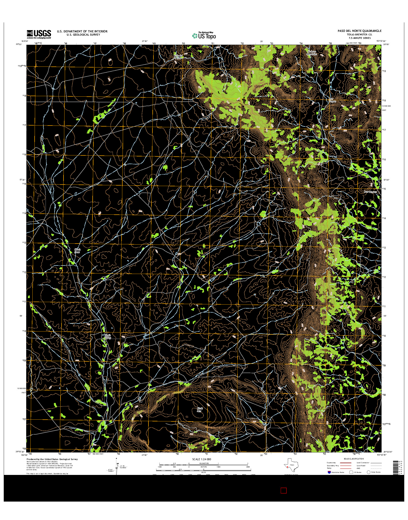 USGS US TOPO 7.5-MINUTE MAP FOR PASO DEL NORTE, TX 2016