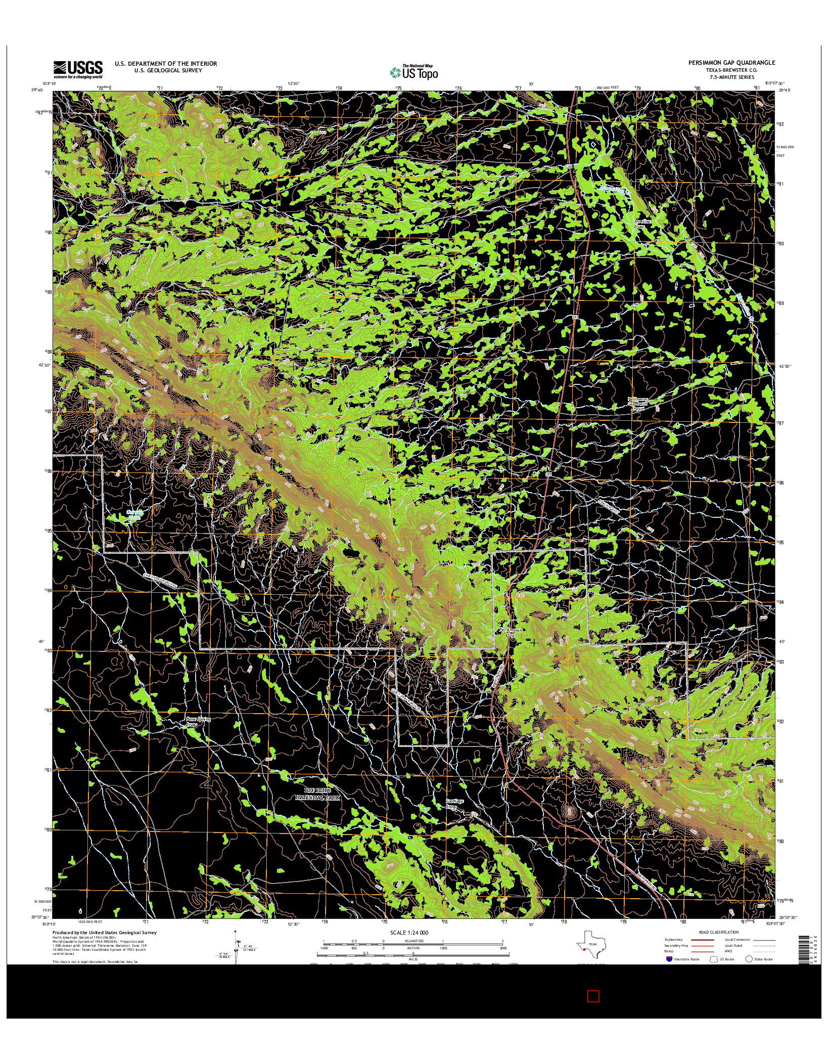 USGS US TOPO 7.5-MINUTE MAP FOR PERSIMMON GAP, TX 2016