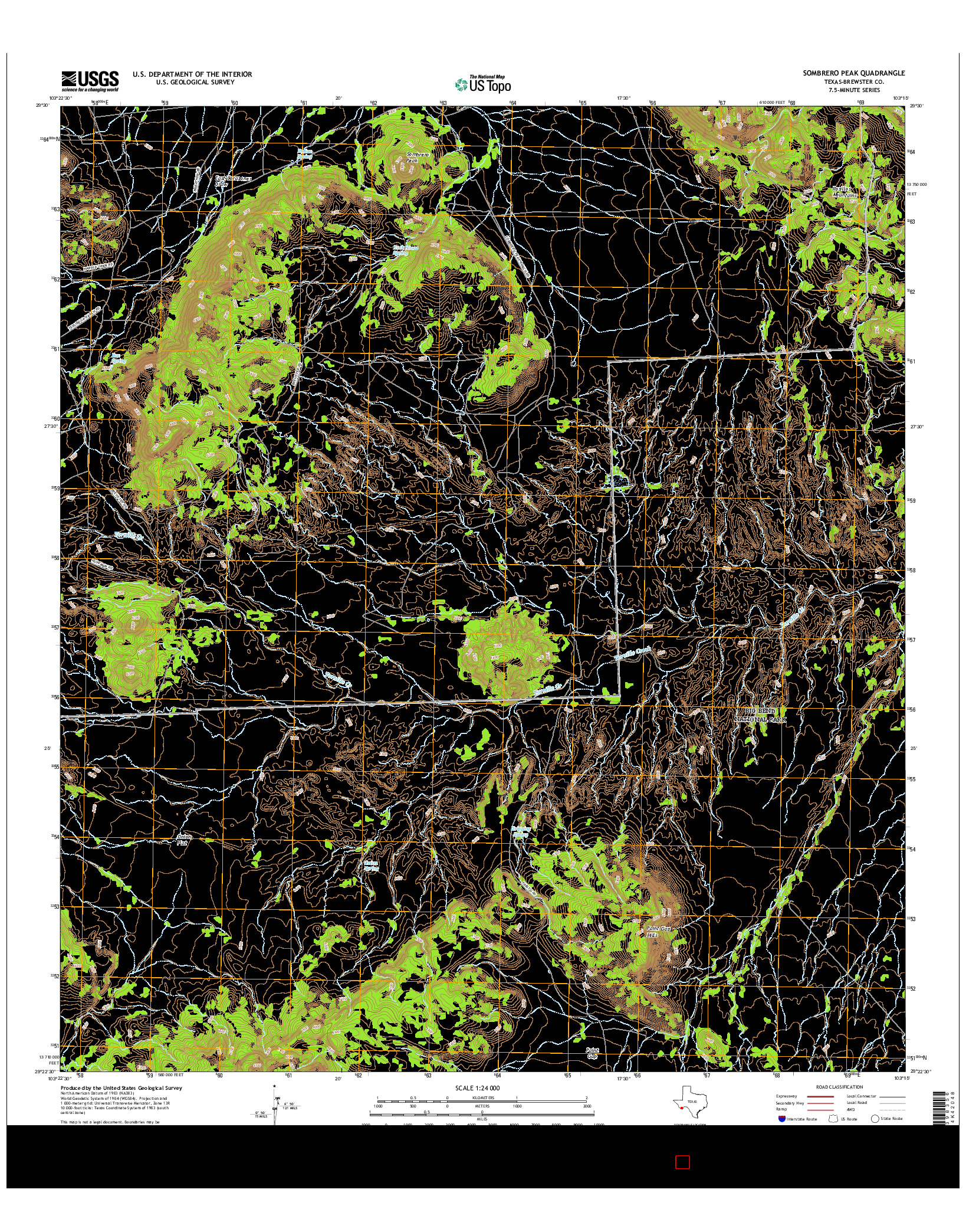 USGS US TOPO 7.5-MINUTE MAP FOR SOMBRERO PEAK, TX 2016