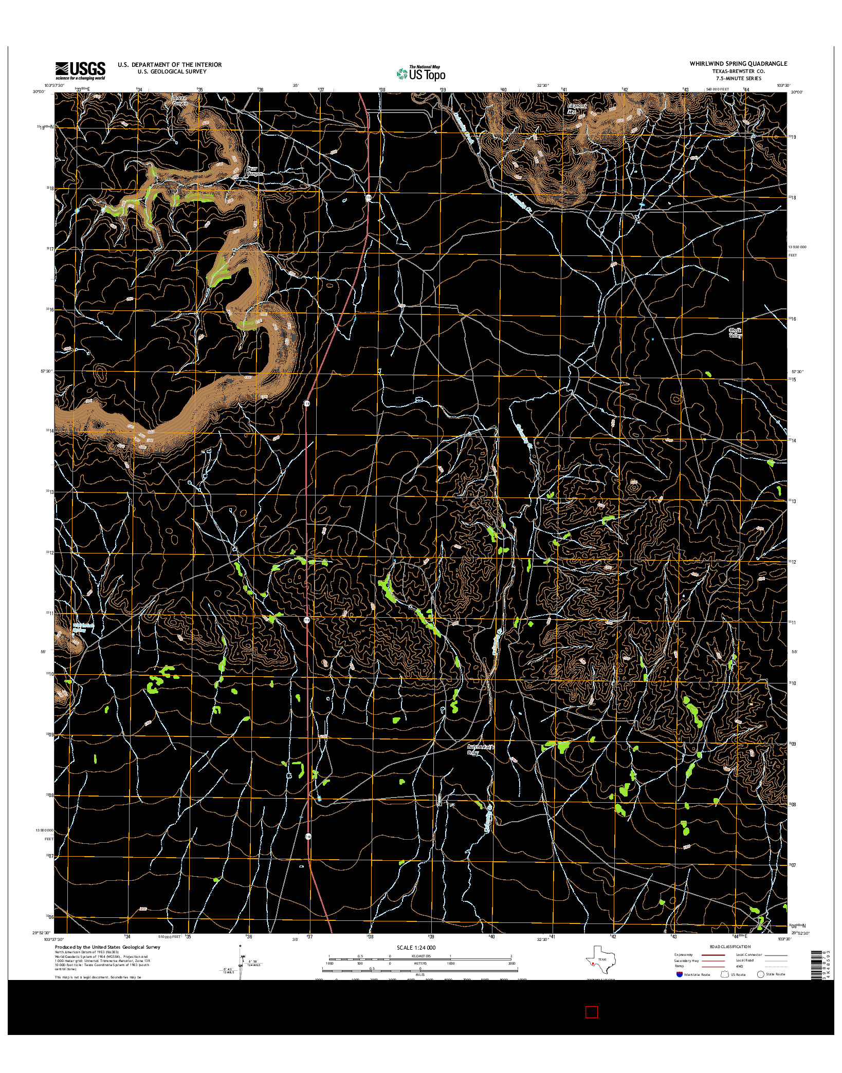 USGS US TOPO 7.5-MINUTE MAP FOR WHIRLWIND SPRING, TX 2016