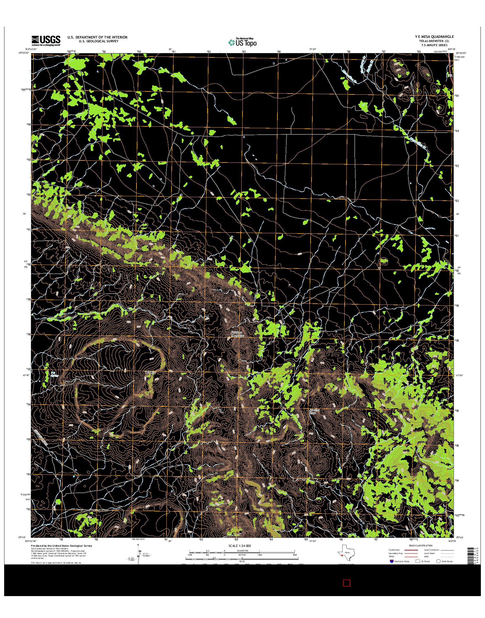 USGS US TOPO 7.5-MINUTE MAP FOR Y E MESA, TX 2016