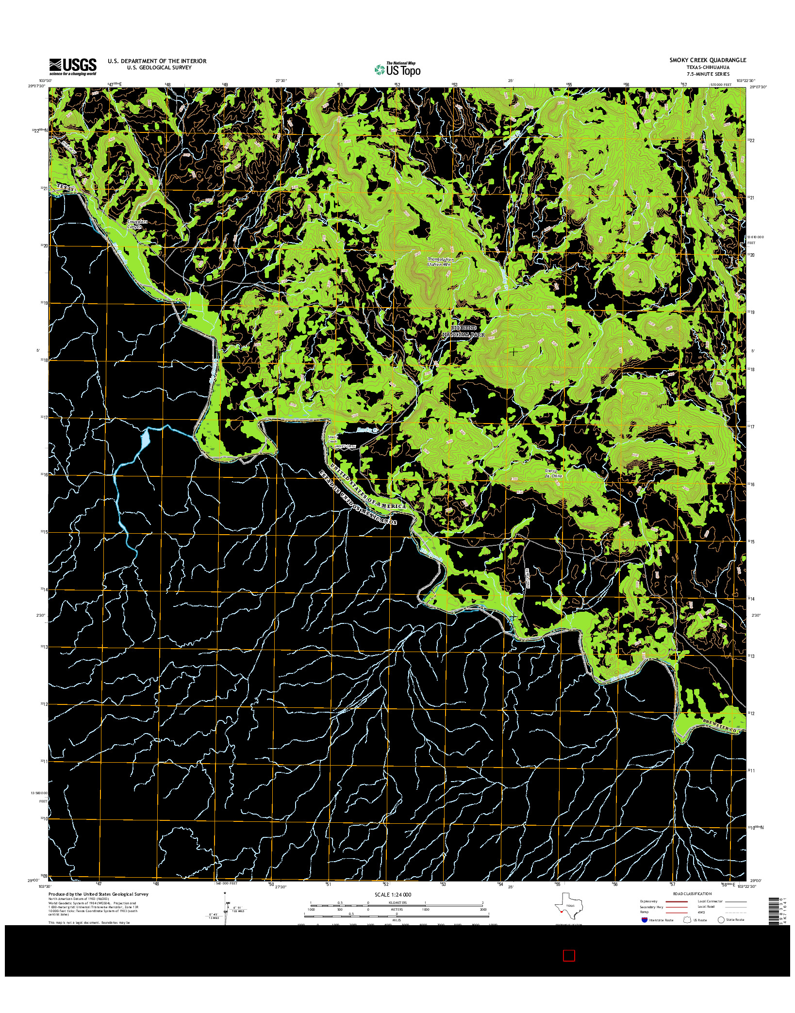 USGS US TOPO 7.5-MINUTE MAP FOR SMOKY CREEK, TX-CHH 2016