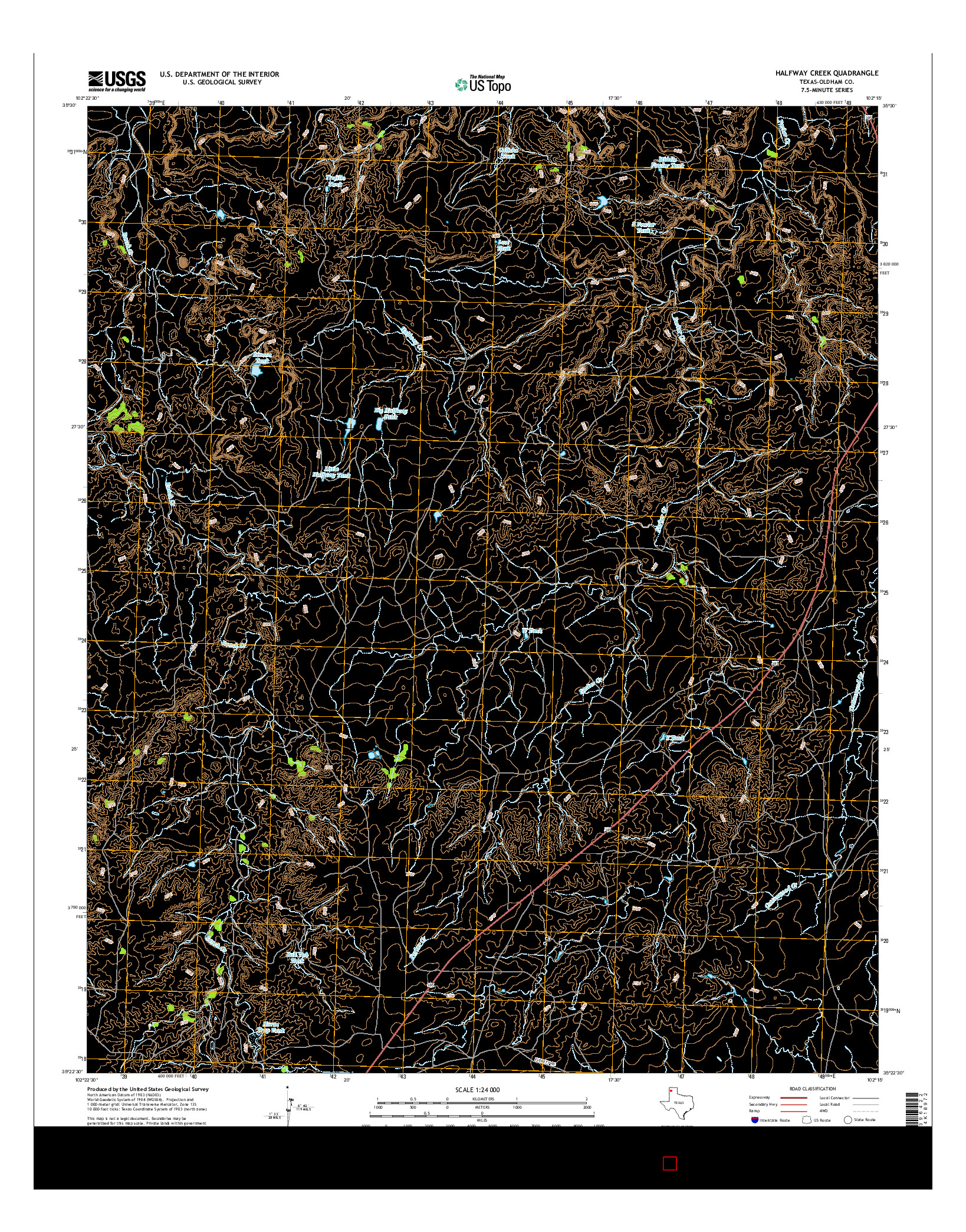 USGS US TOPO 7.5-MINUTE MAP FOR HALFWAY CREEK, TX 2016