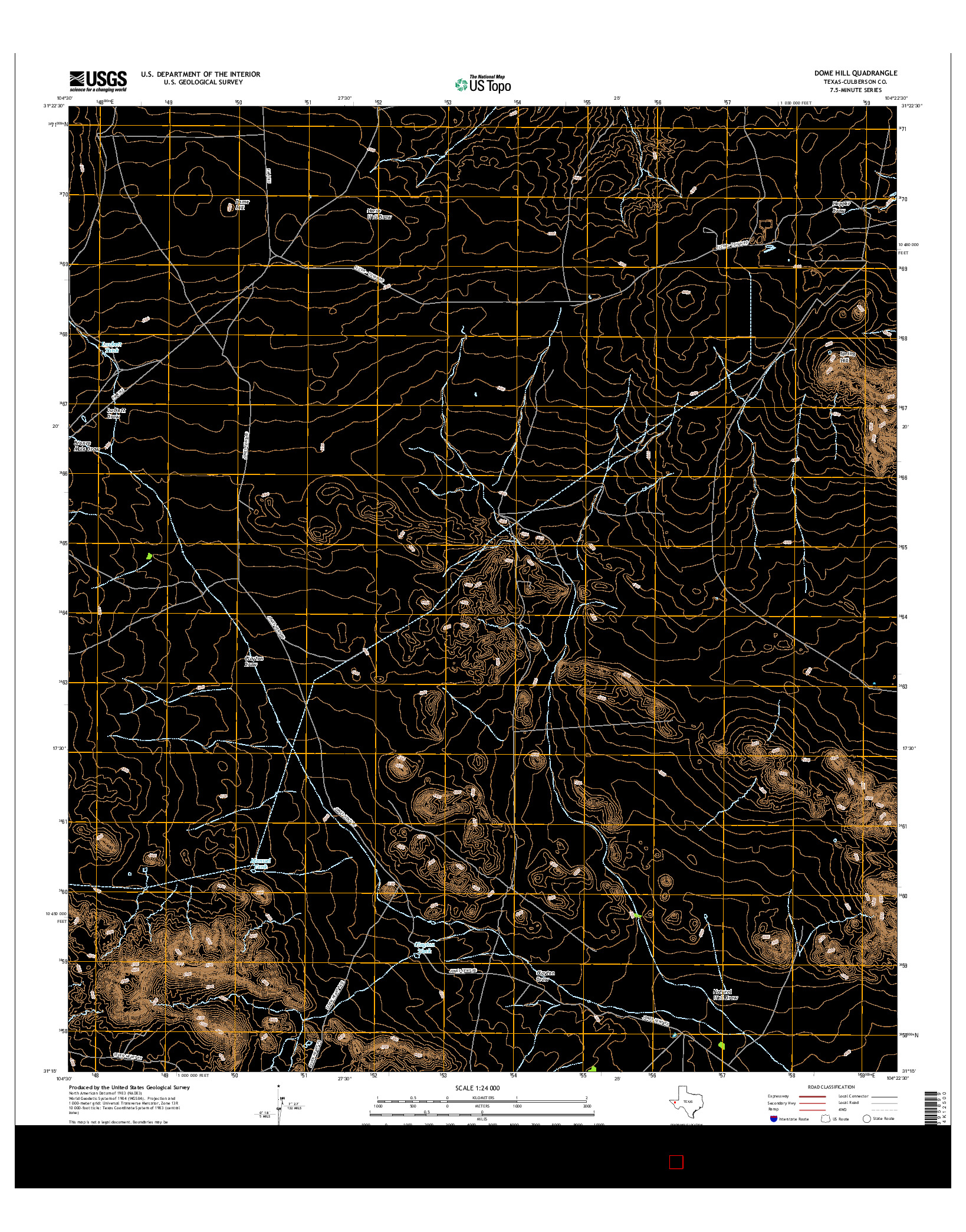 USGS US TOPO 7.5-MINUTE MAP FOR DOME HILL, TX 2016