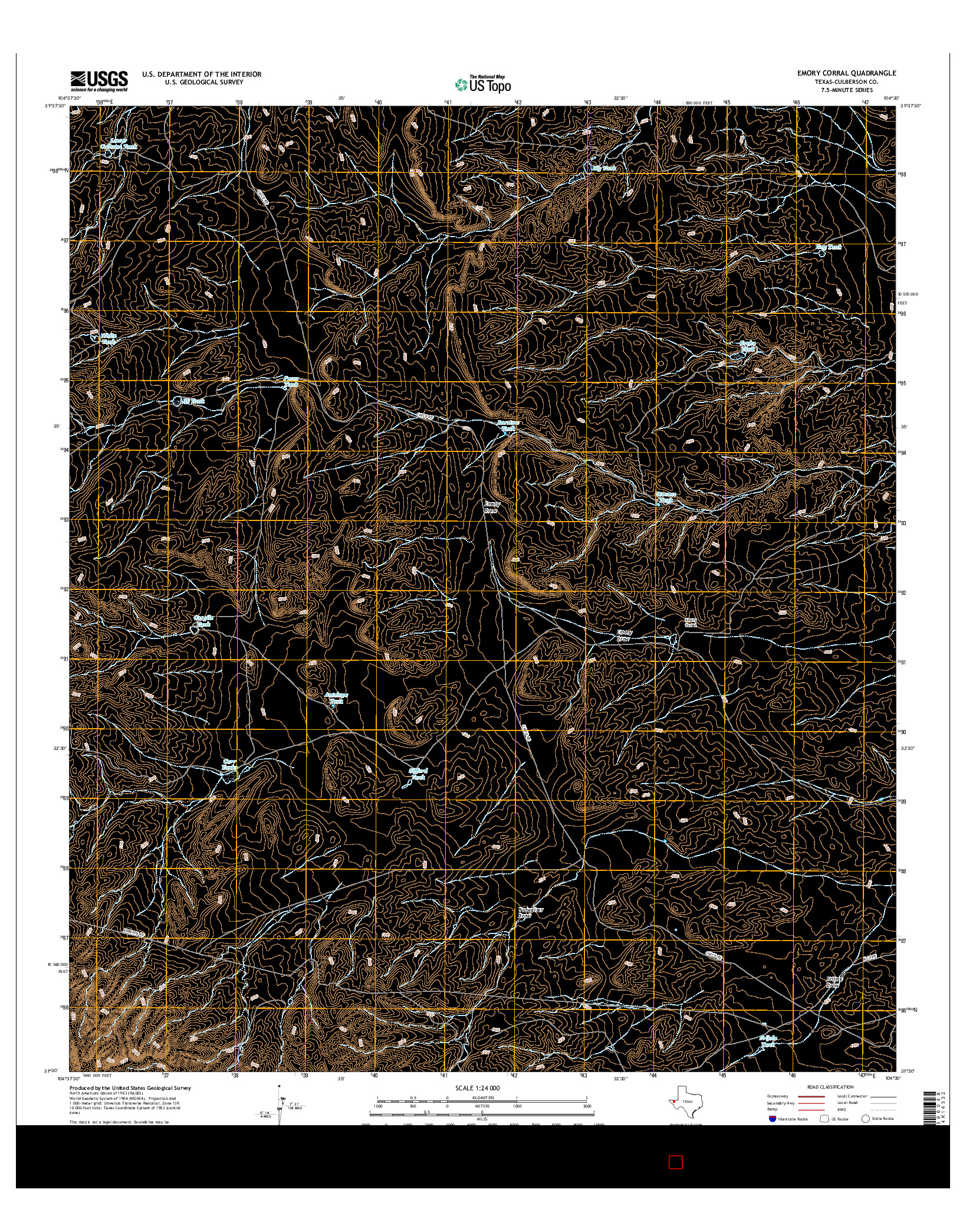 USGS US TOPO 7.5-MINUTE MAP FOR EMORY CORRAL, TX 2016