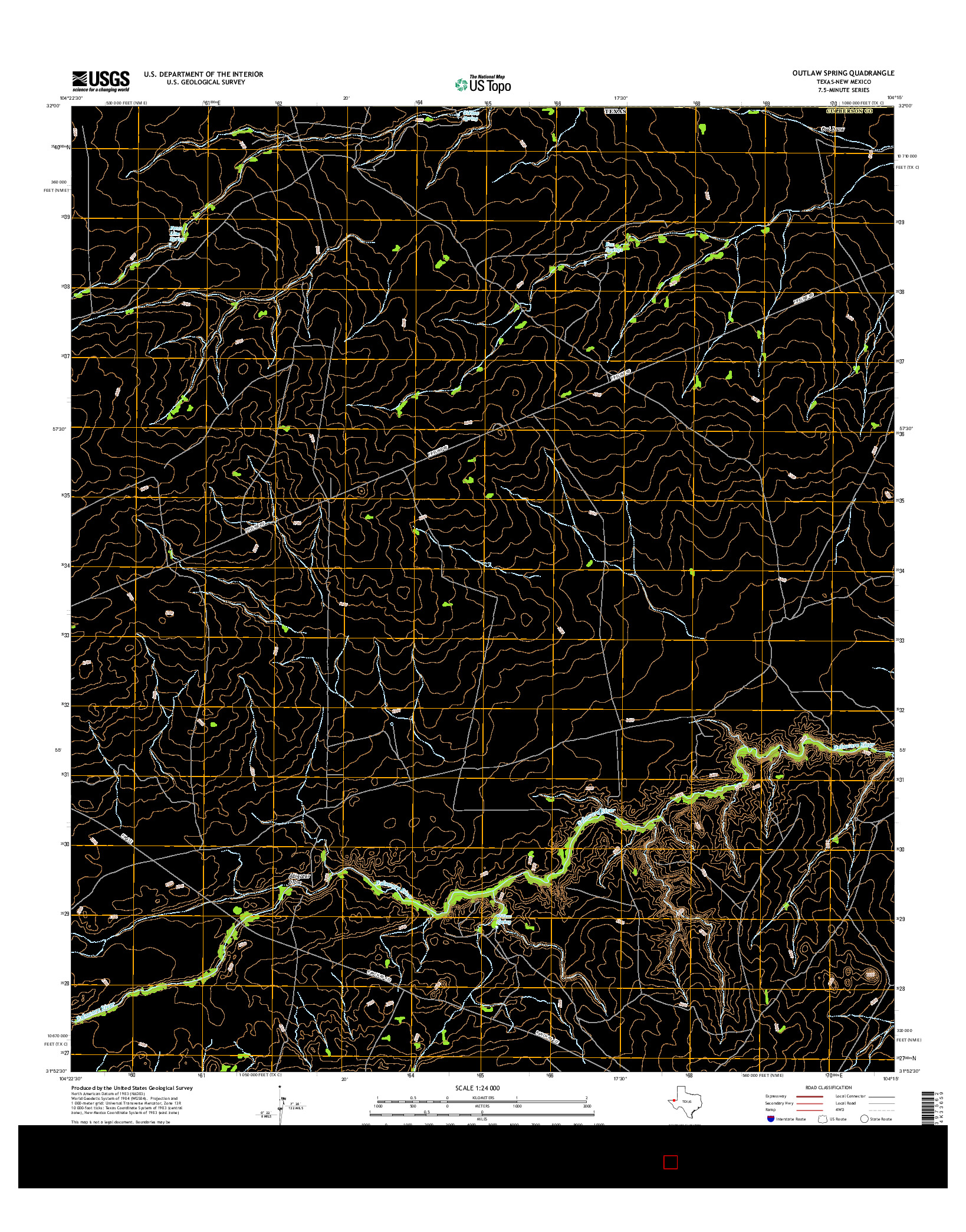 USGS US TOPO 7.5-MINUTE MAP FOR OUTLAW SPRING, TX-NM 2016