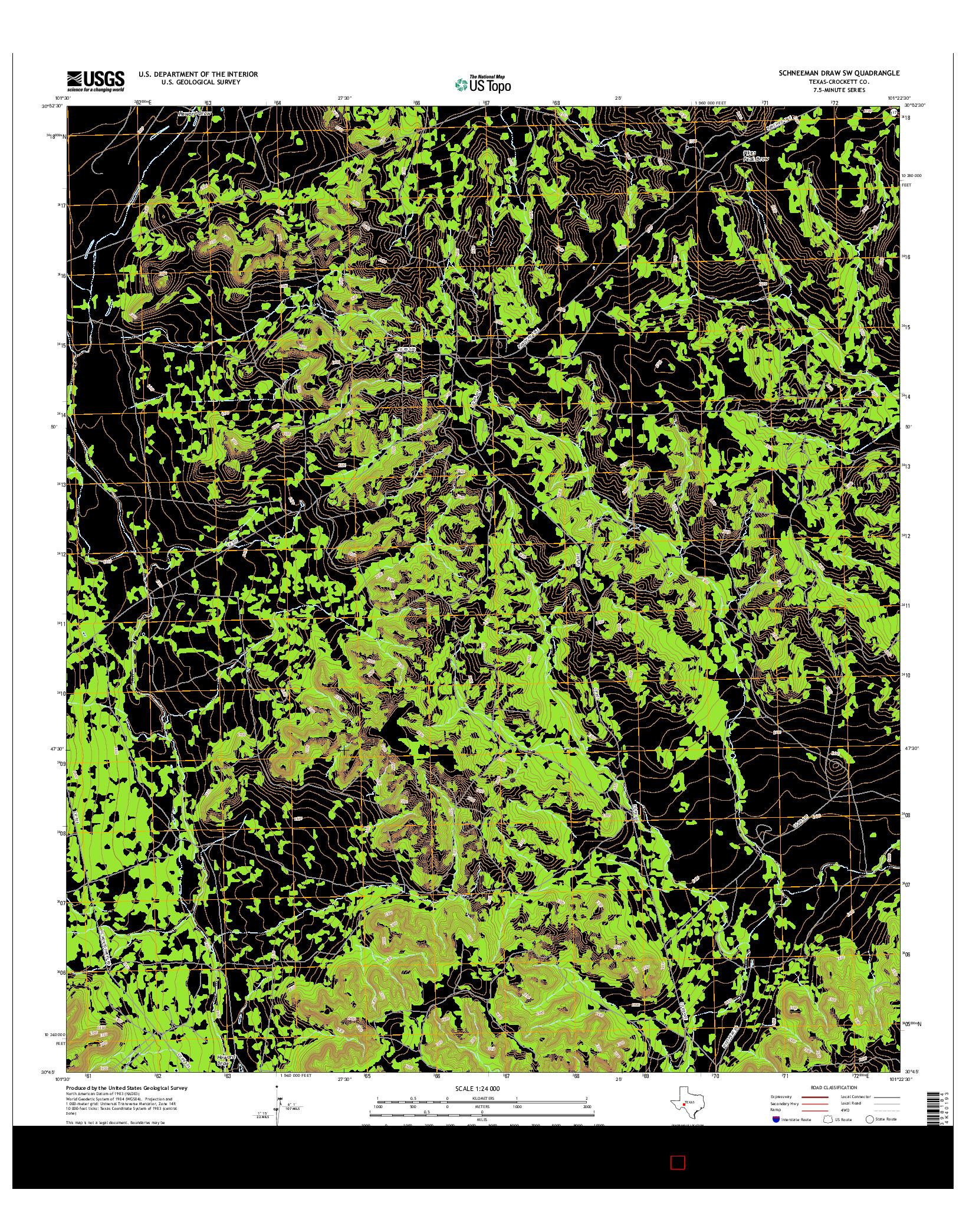 USGS US TOPO 7.5-MINUTE MAP FOR SCHNEEMAN DRAW SW, TX 2016