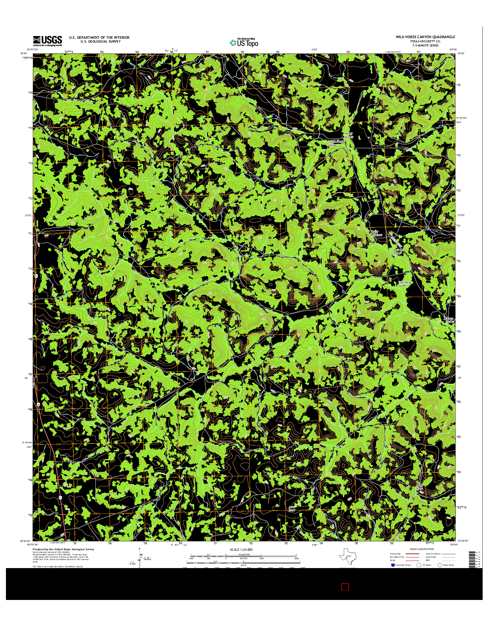 USGS US TOPO 7.5-MINUTE MAP FOR WILD HORSE CANYON, TX 2016