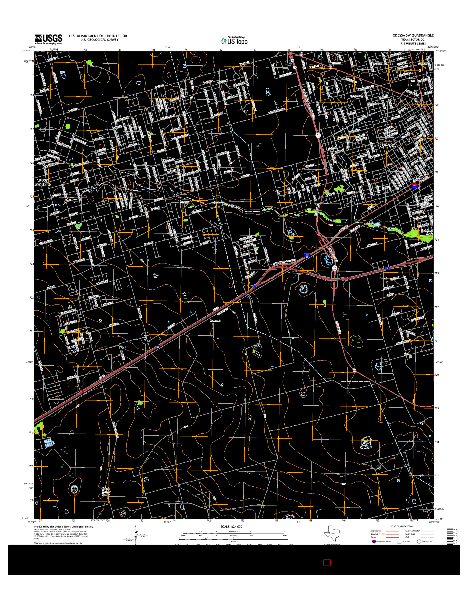 USGS US TOPO 7.5-MINUTE MAP FOR ODESSA SW, TX 2016