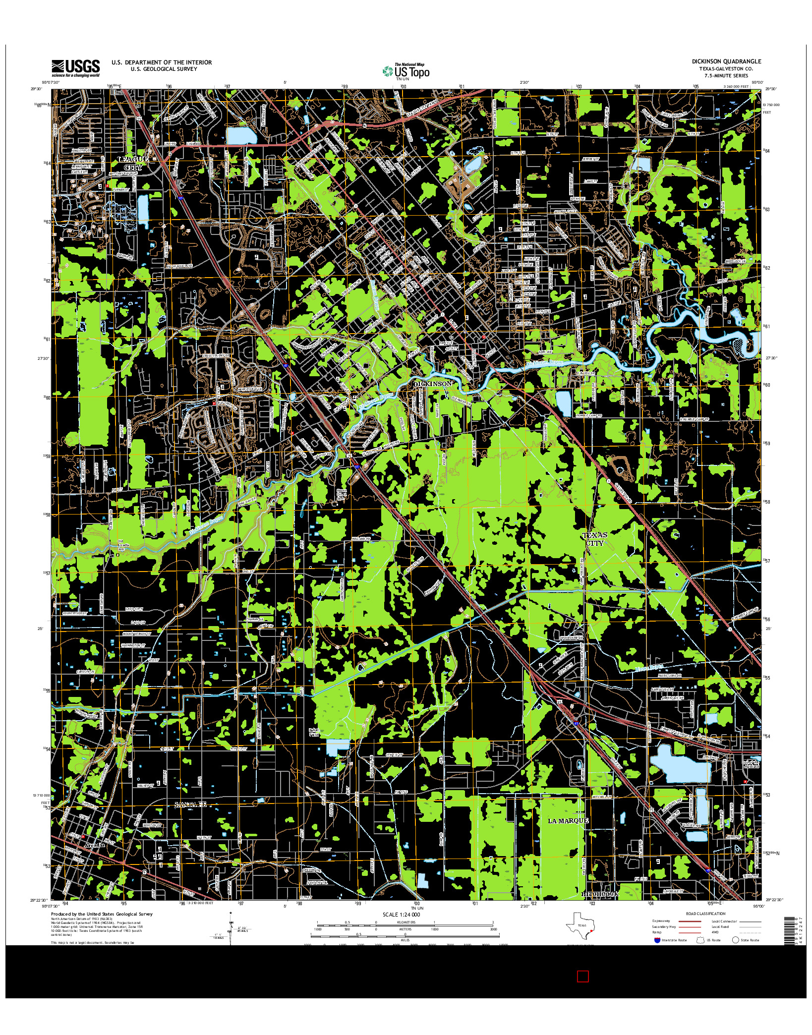 USGS US TOPO 7.5-MINUTE MAP FOR DICKINSON, TX 2016