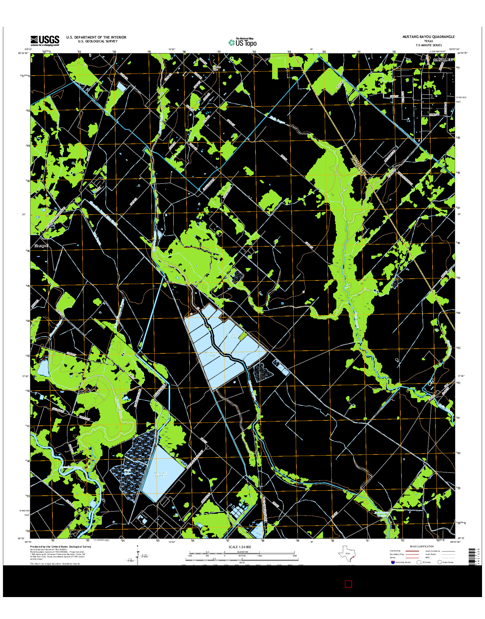 USGS US TOPO 7.5-MINUTE MAP FOR MUSTANG BAYOU, TX 2016