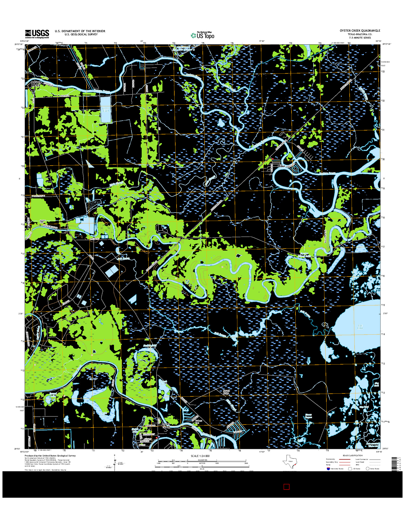 USGS US TOPO 7.5-MINUTE MAP FOR OYSTER CREEK, TX 2016