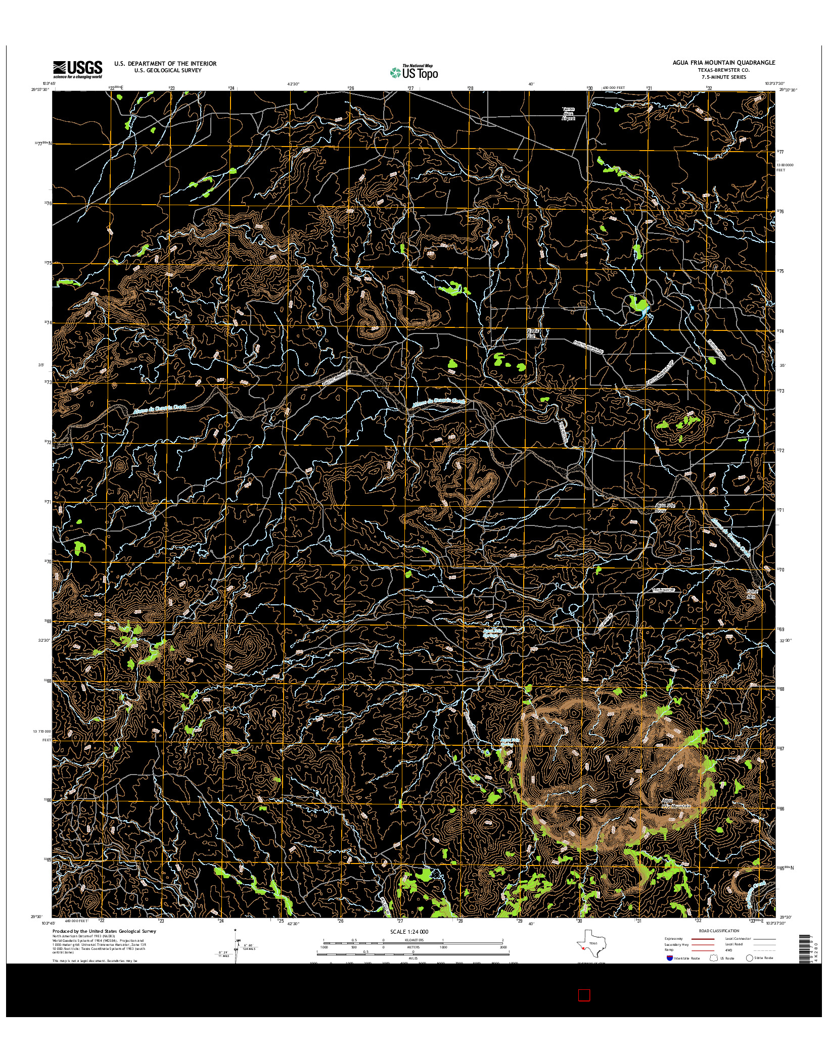 USGS US TOPO 7.5-MINUTE MAP FOR AGUA FRIA MOUNTAIN, TX 2016