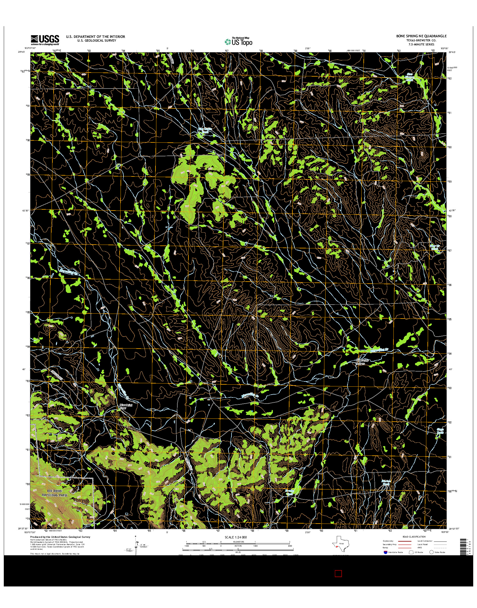 USGS US TOPO 7.5-MINUTE MAP FOR BONE SPRING NE, TX 2016