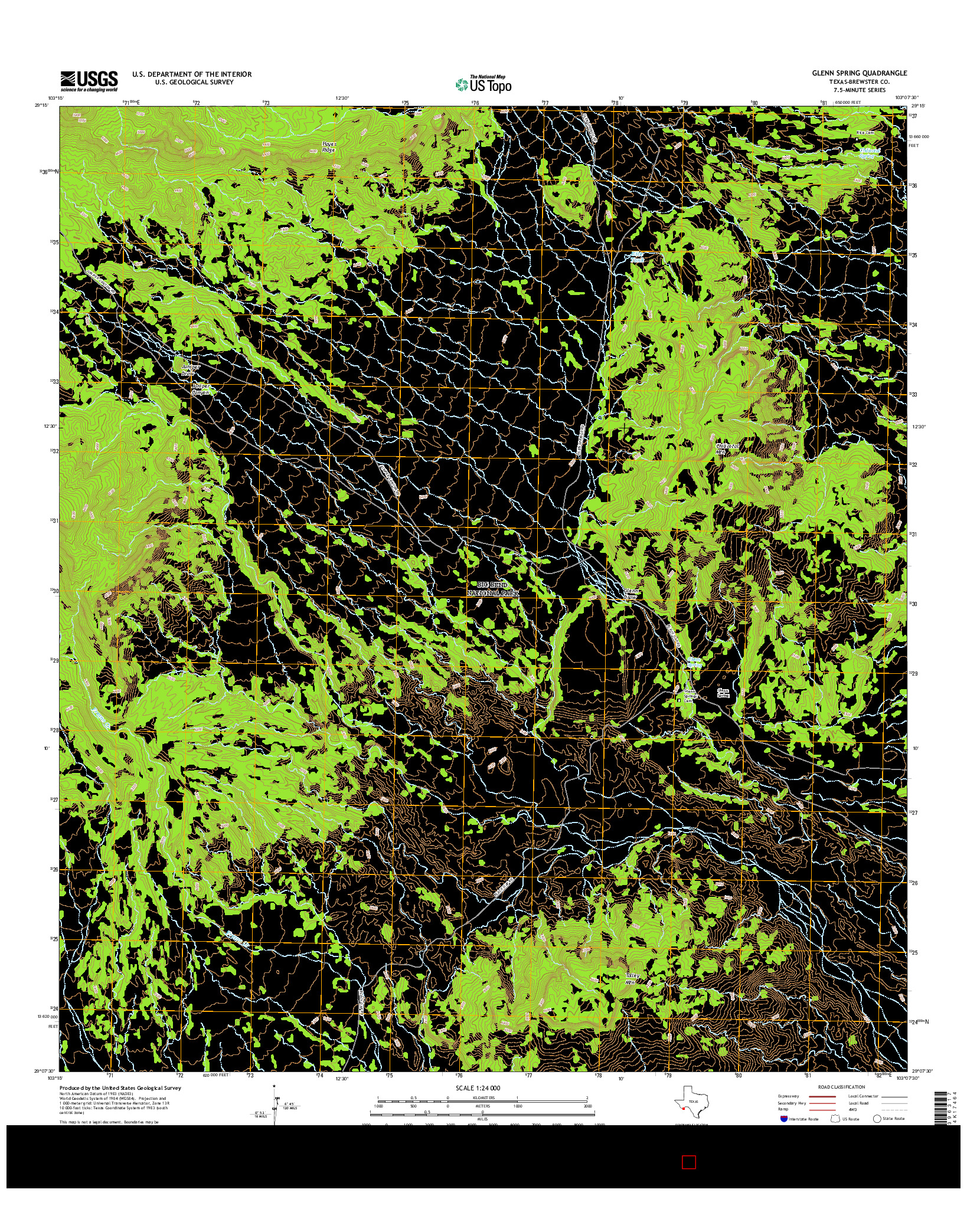 USGS US TOPO 7.5-MINUTE MAP FOR GLENN SPRING, TX 2016