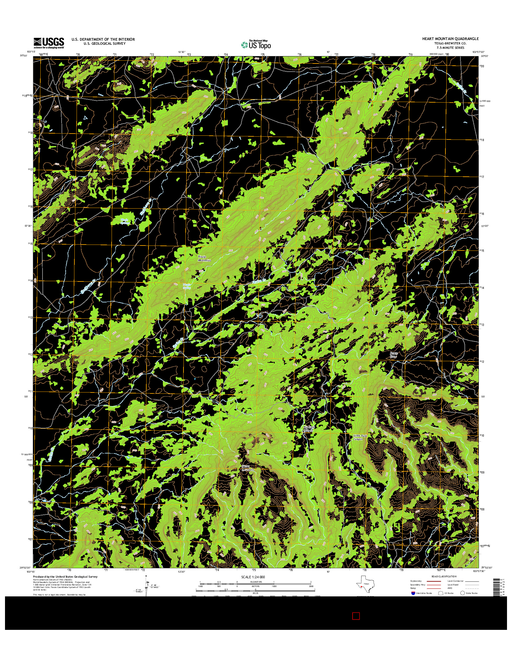 USGS US TOPO 7.5-MINUTE MAP FOR HEART MOUNTAIN, TX 2016