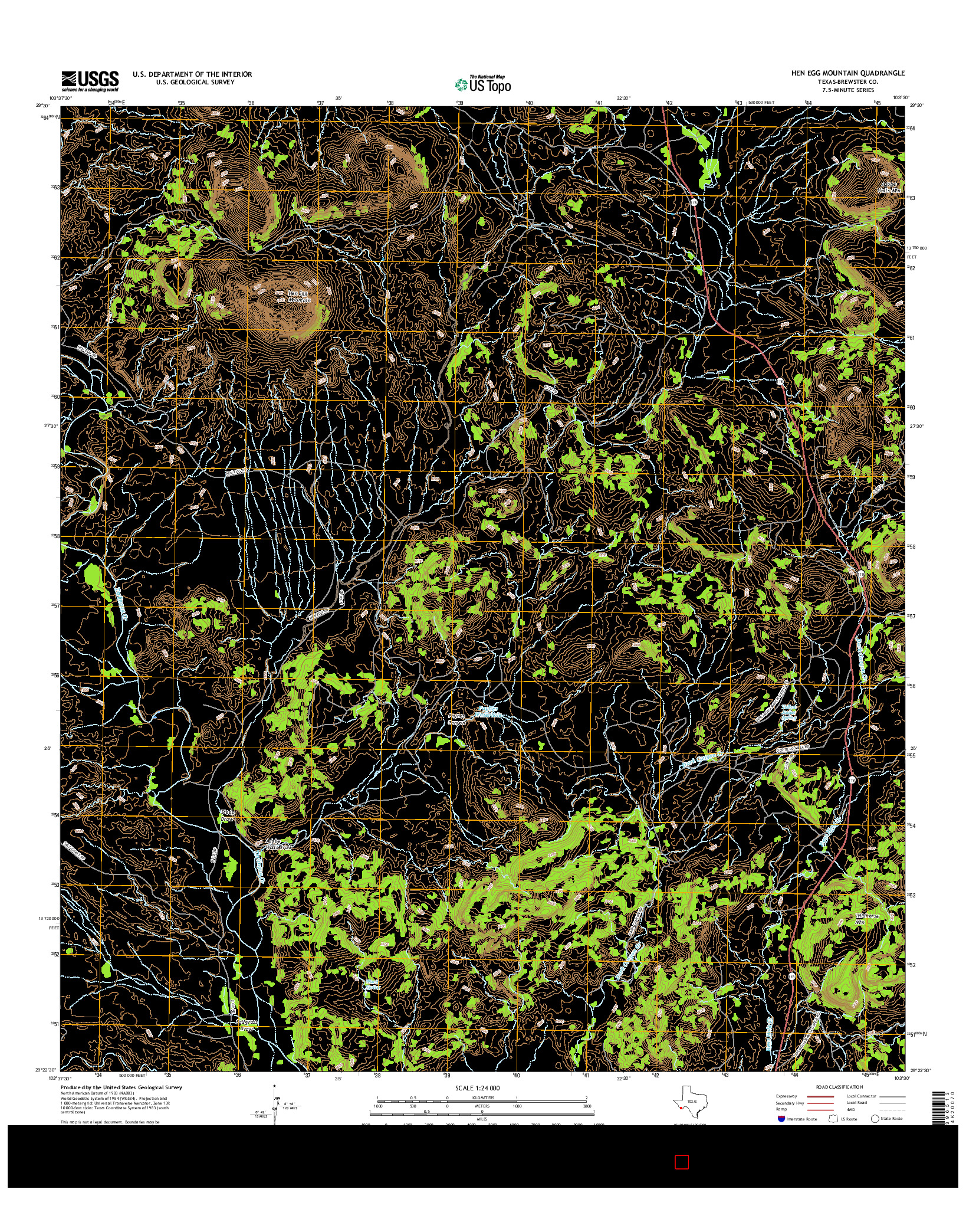 USGS US TOPO 7.5-MINUTE MAP FOR HEN EGG MOUNTAIN, TX 2016