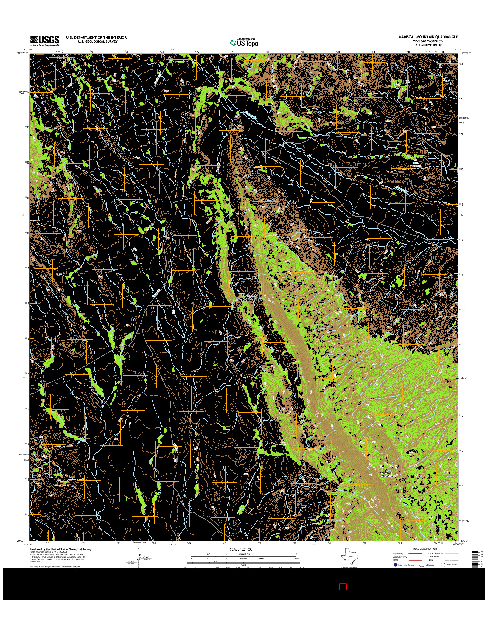 USGS US TOPO 7.5-MINUTE MAP FOR MARISCAL MOUNTAIN, TX 2016