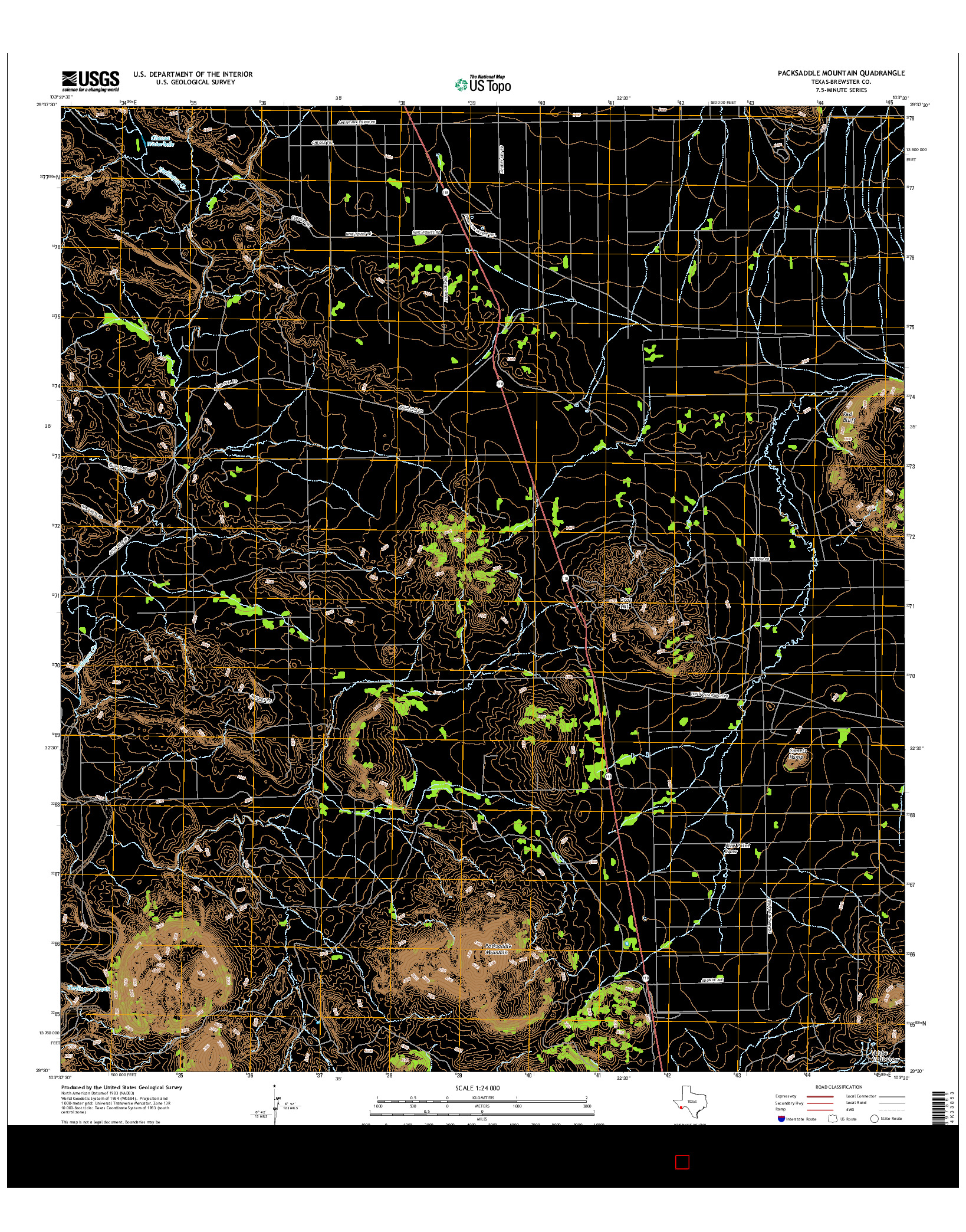 USGS US TOPO 7.5-MINUTE MAP FOR PACKSADDLE MOUNTAIN, TX 2016