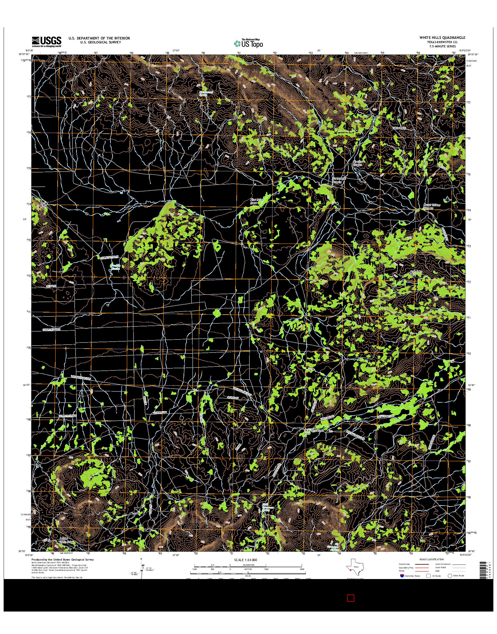 USGS US TOPO 7.5-MINUTE MAP FOR WHITE HILLS, TX 2016